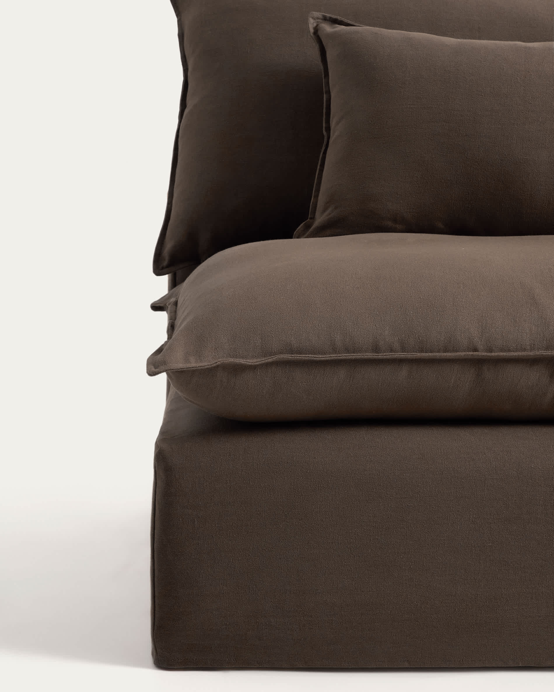 Anarela 100% taupe linen 5-seater modular sofa with removable cover 370cm FSC Mix Credit