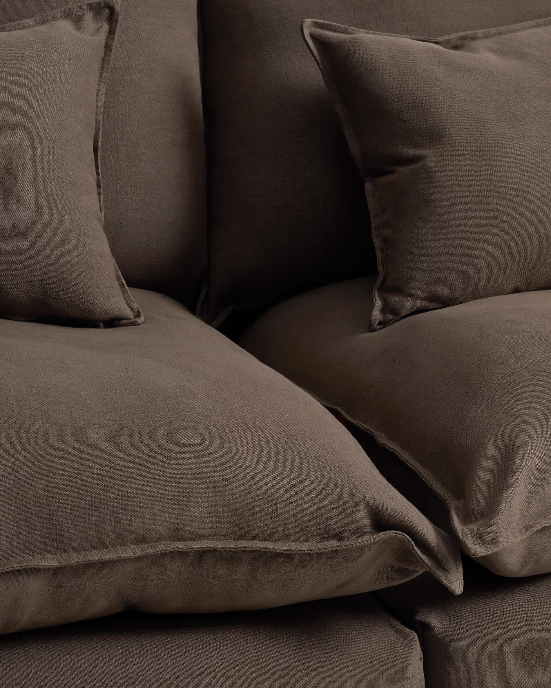 Anarela 100% taupe linen 3-seater modular sofa with removable cover 270cm FSC Mix Credit