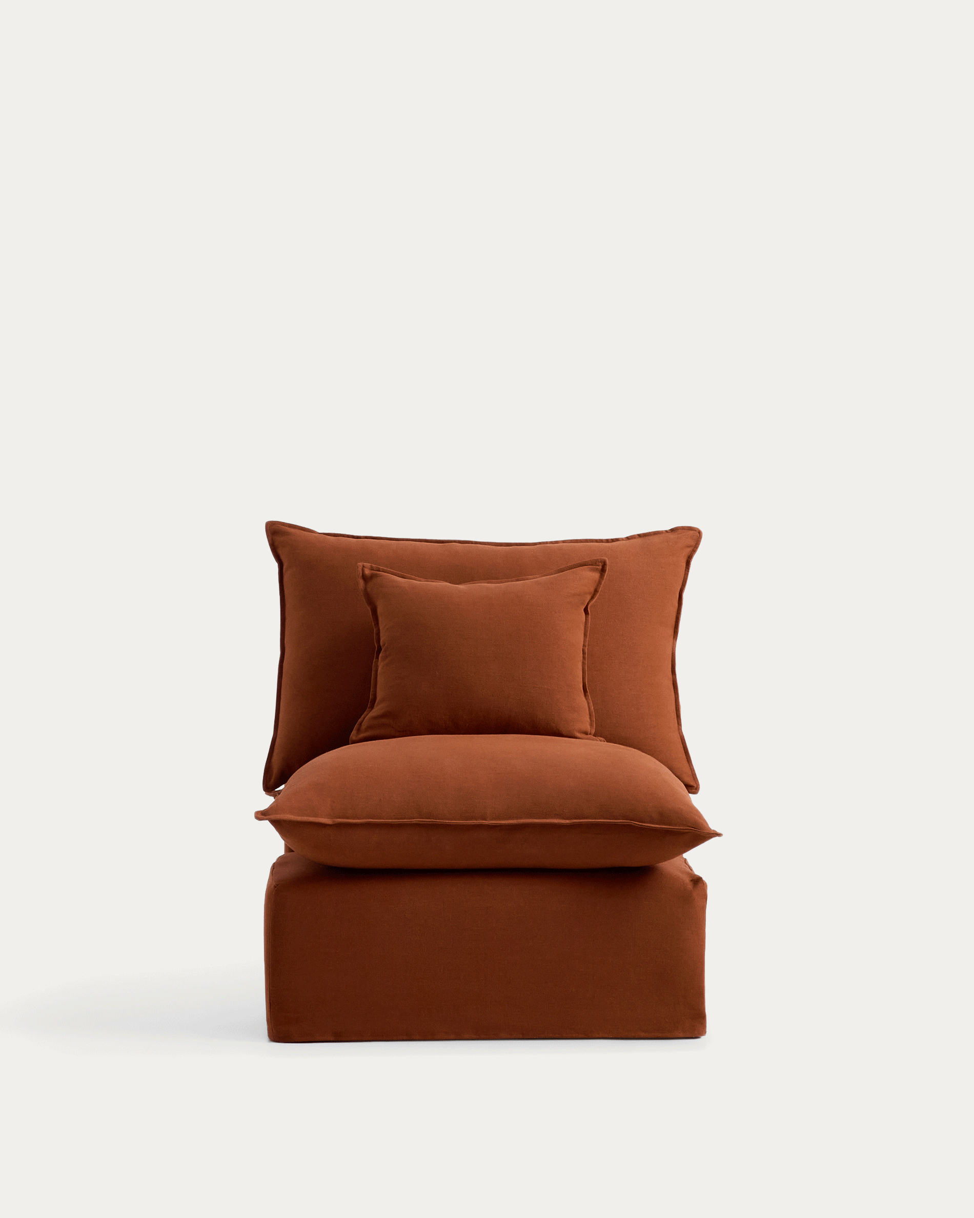 Anarela 100% terracotta linen 4-seater modular corner sofa with removable cover 287 x 197cm / 197 x 287cm FSC Mix Credit