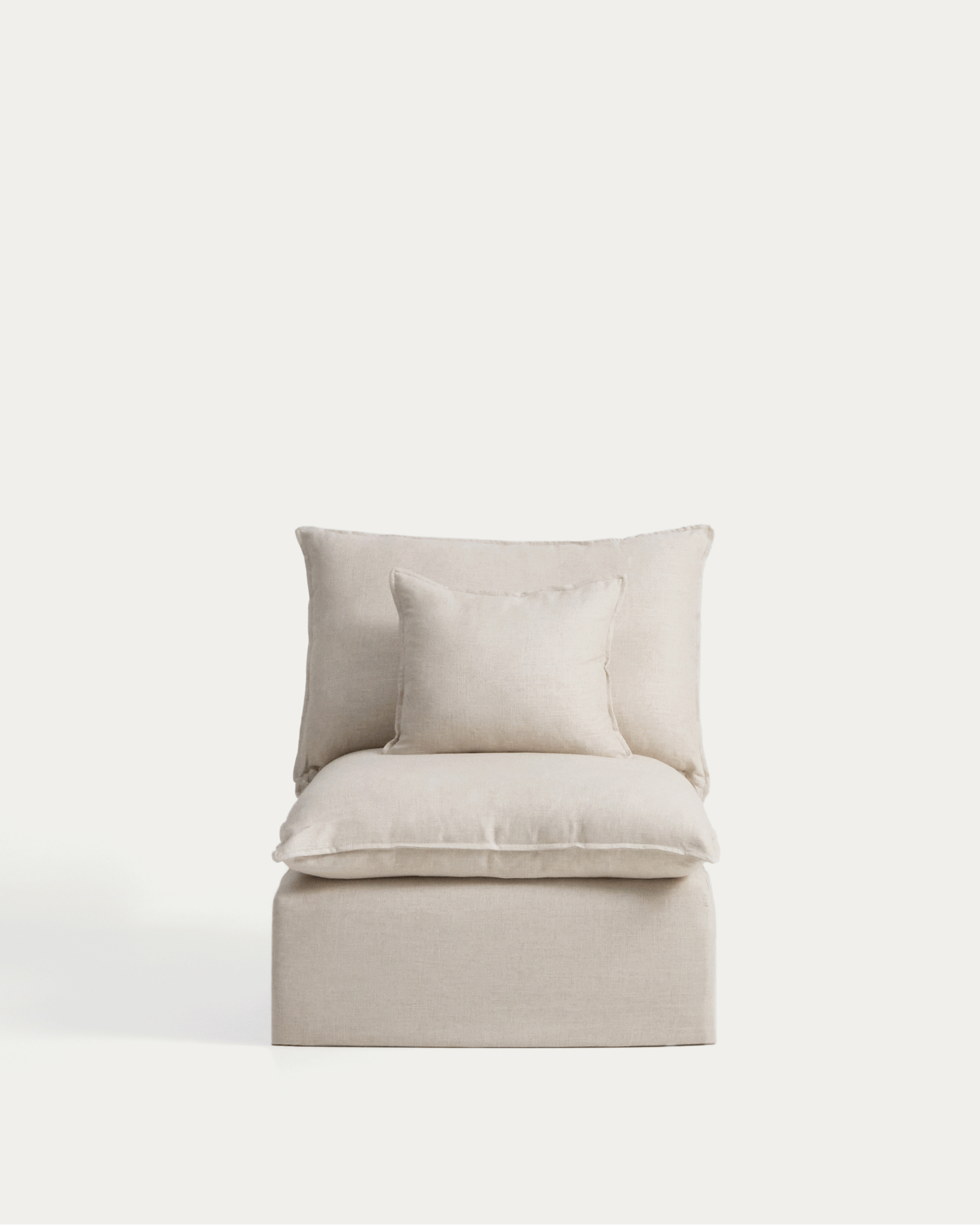 Anarela beige linen and viscose armchair with removable cover 110cm FSC Mix Credit