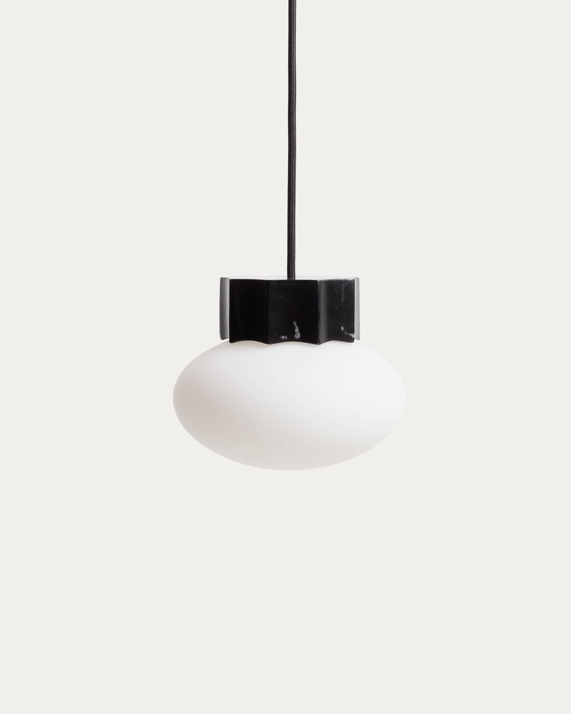 Idela ceiling lamp in smoked glass and black marble Ø15cm