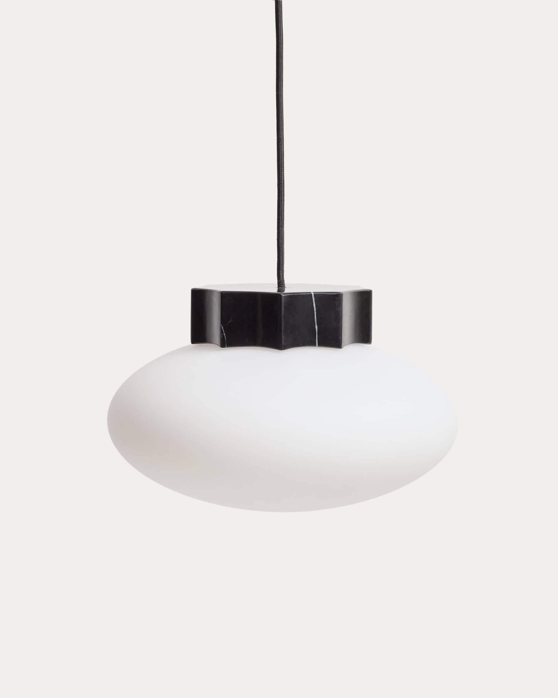 Idela ceiling lamp in smoked glass and black marble Ø26cm