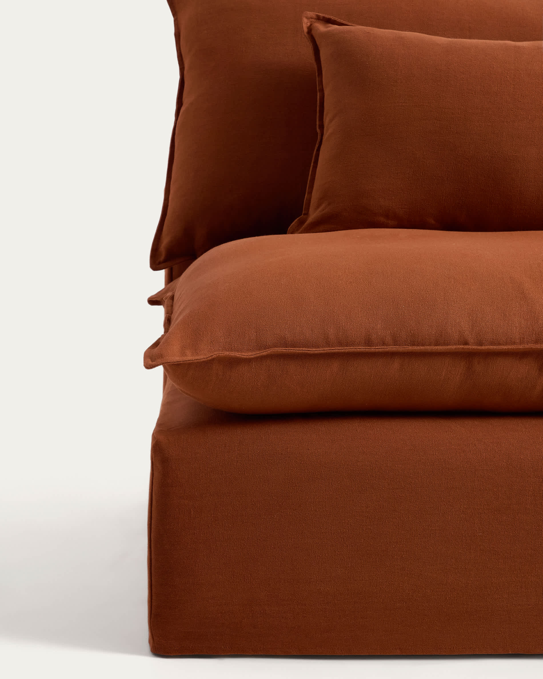 Anarela 100% terracotta linen 5-seater modular sofa with removable cover 370cm FSC Mix Credit