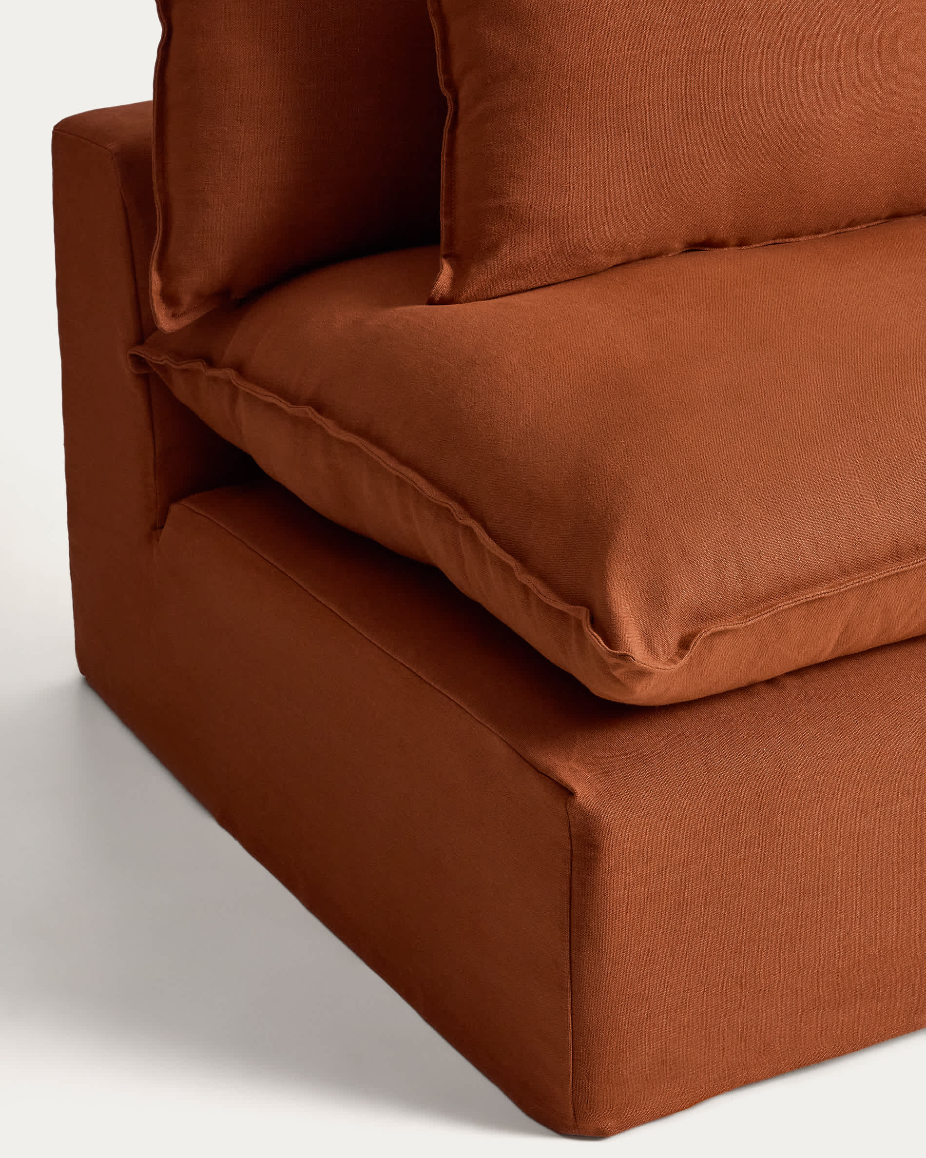 Anarela 100% terracotta linen 4-seater modular corner sofa with removable cover 287 x 197cm / 197 x 287cm FSC Mix Credit