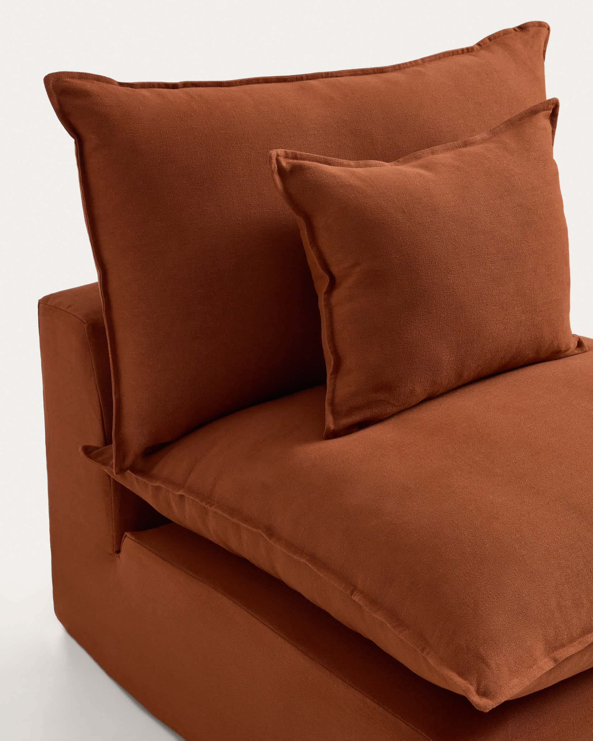 Anarela 100% terracotta linen armchair with removable cover 90cm FSC Mix Credit