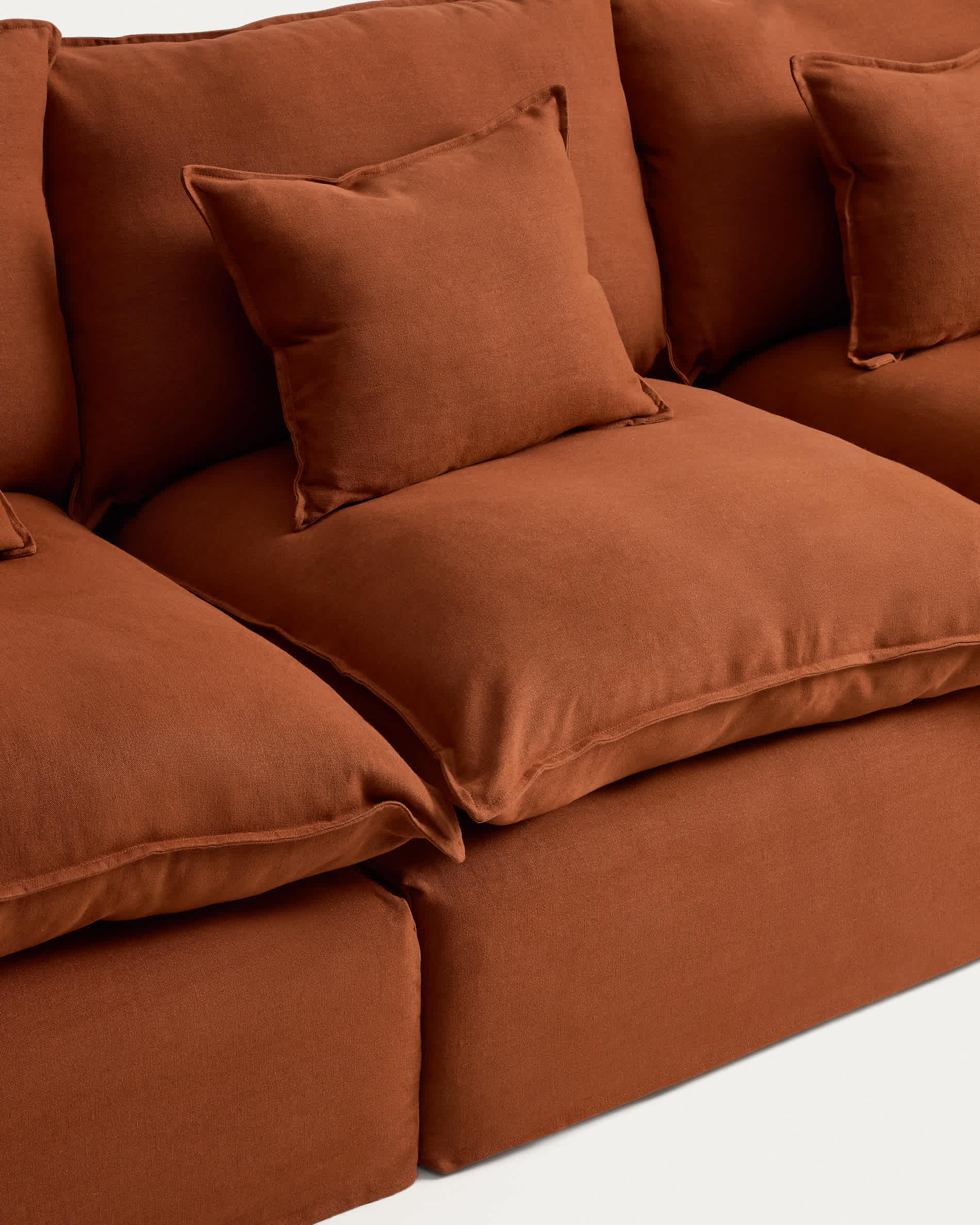 Anarela 100% terracotta linen 3-seater modular sofa with removable cover 310cm FSC Mix Credit