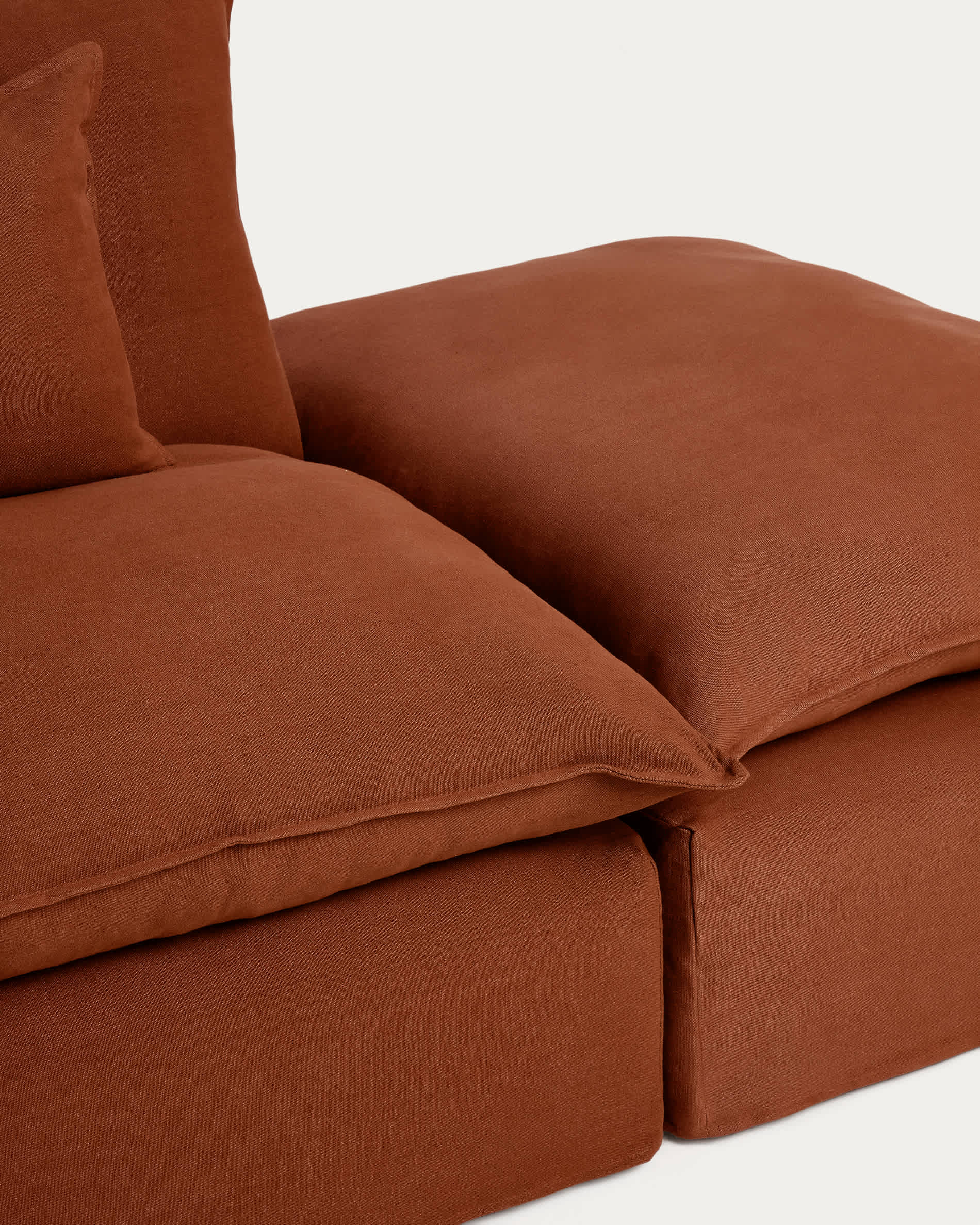 Anarela 100% terracotta linen 3-seater modular sofa with end module and removable cover 310cm FSC Mix Credit