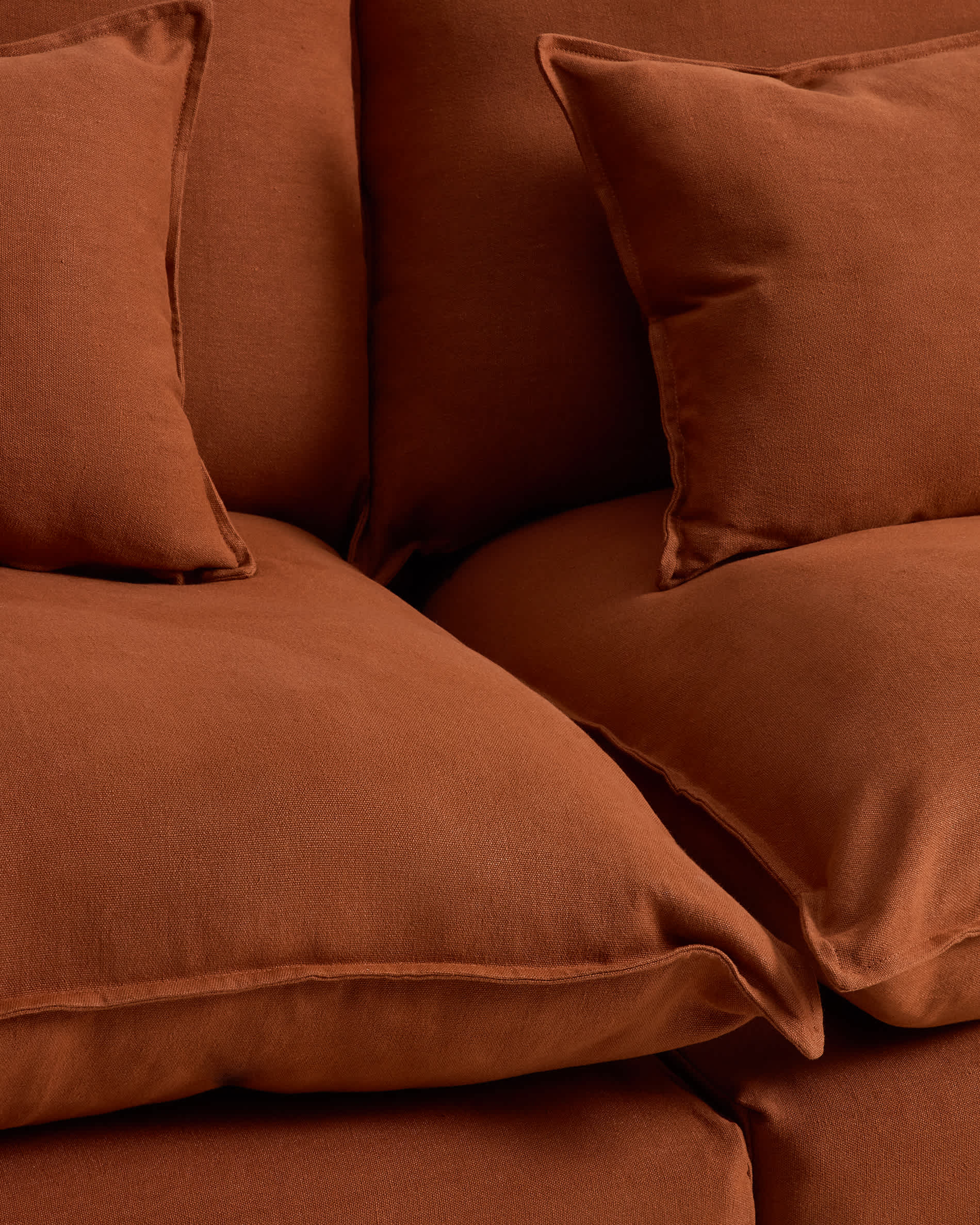 Anarela 100% terracotta linen 3-seater modular sofa with end module and removable cover 310cm FSC Mix Credit