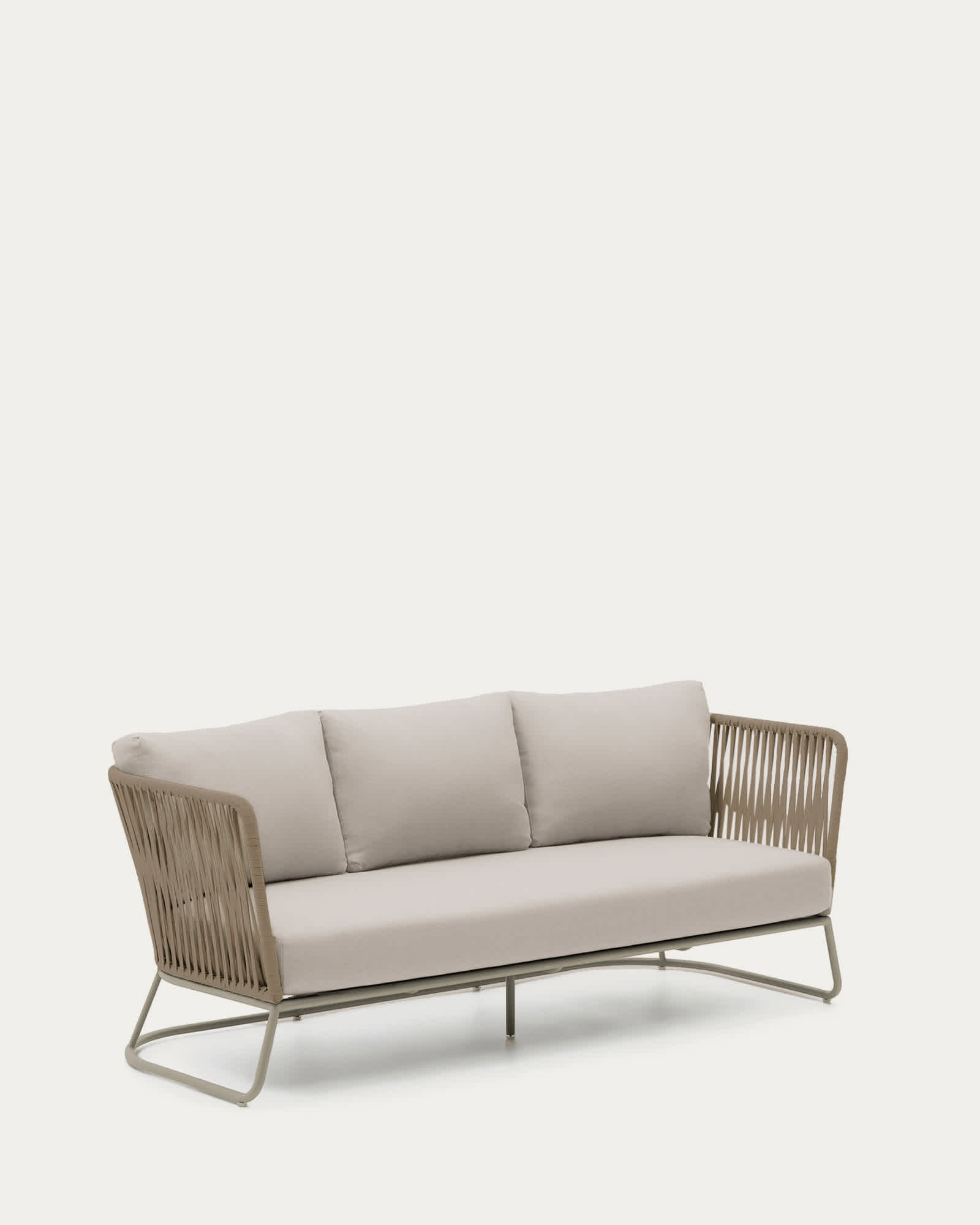 Saconca outdoor 3-seater sofa in rope cord and beige galvanised steel 189 cm