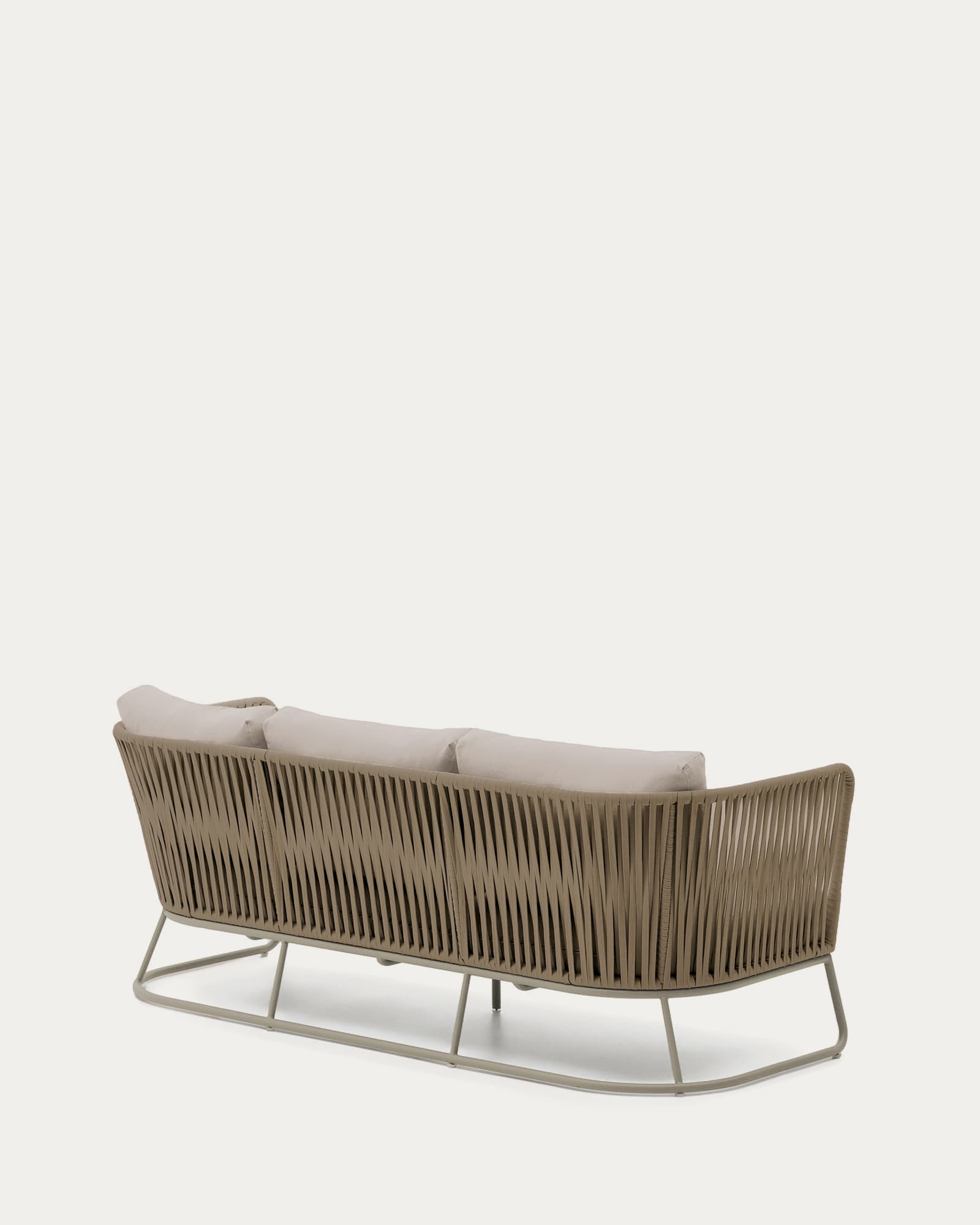 Saconca outdoor 3-seater sofa in rope cord and beige galvanised steel 189 cm