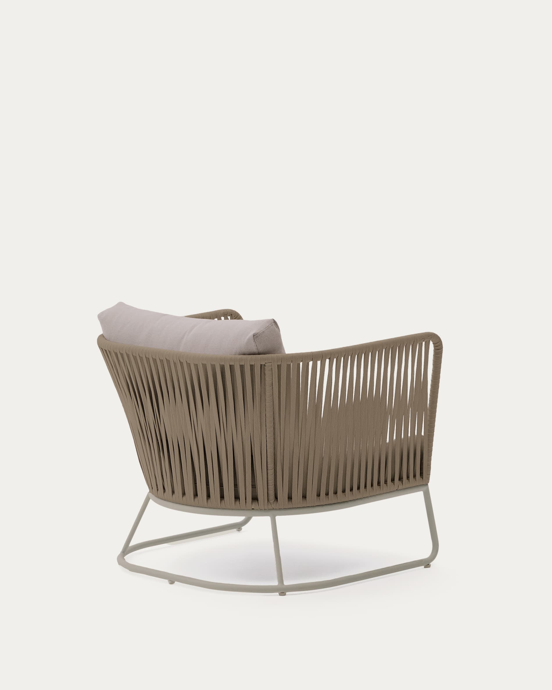 Saconca outdoor armchair in rope cord and beige galvanised steel