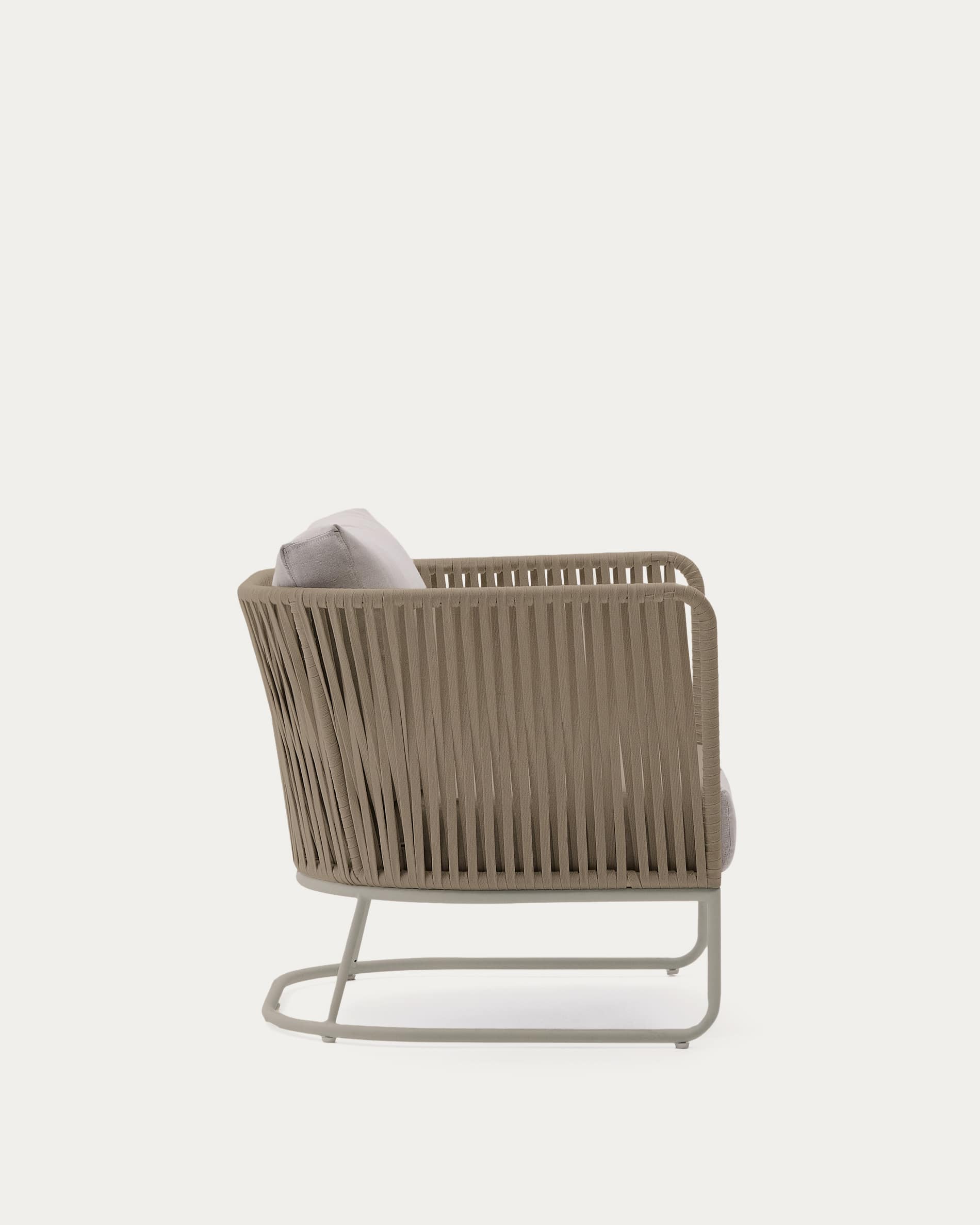 Saconca outdoor armchair in rope cord and beige galvanised steel