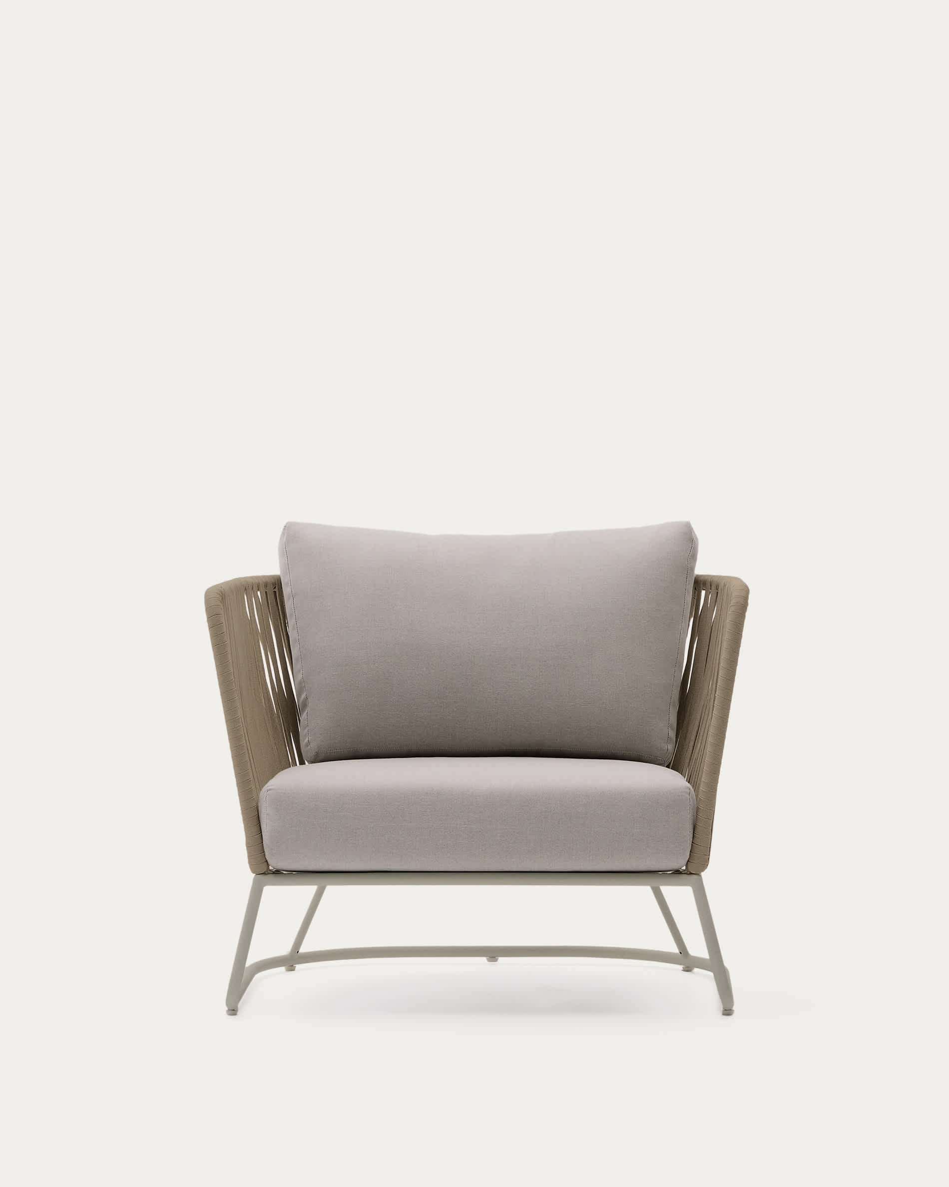 Saconca outdoor armchair in rope cord and beige galvanised steel