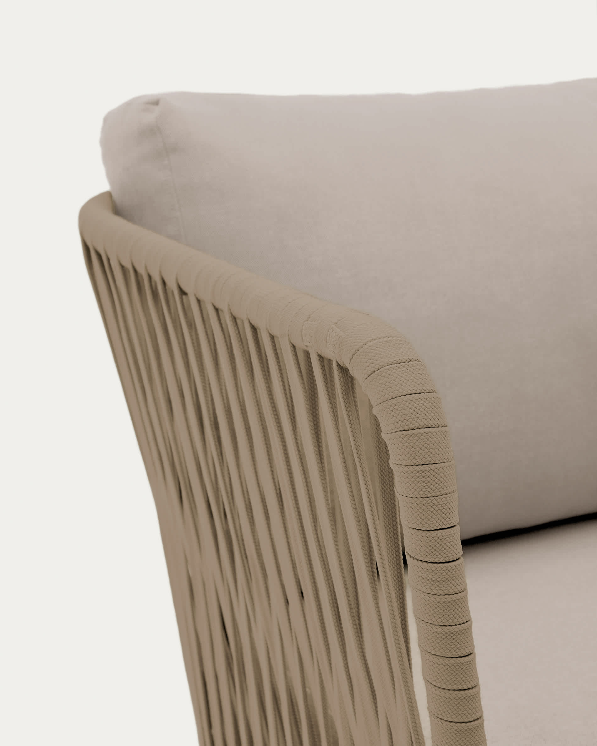 Saconca outdoor 3-seater sofa in rope cord and beige galvanised steel 189 cm