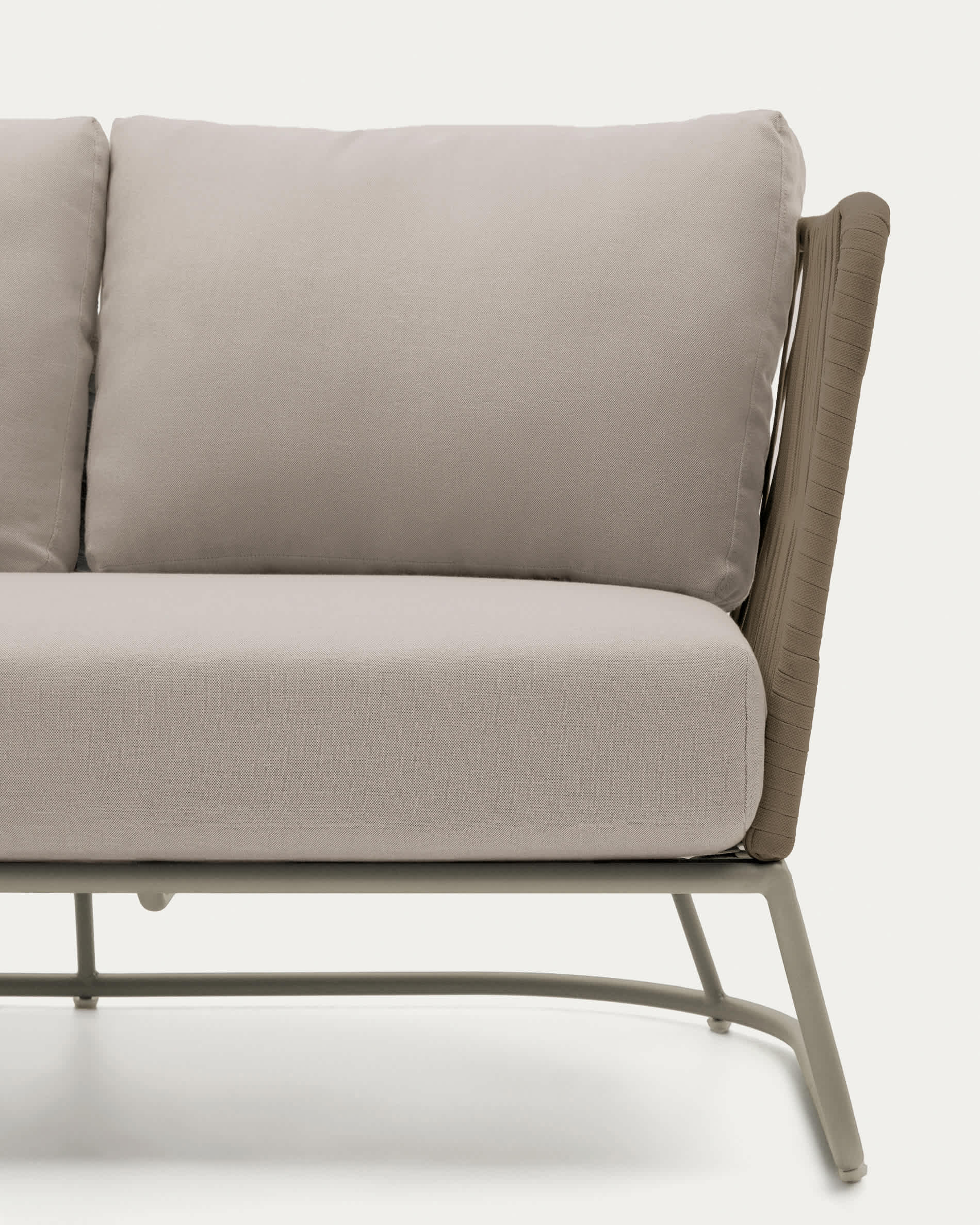 Saconca outdoor 3-seater sofa in rope cord and beige galvanised steel 189 cm