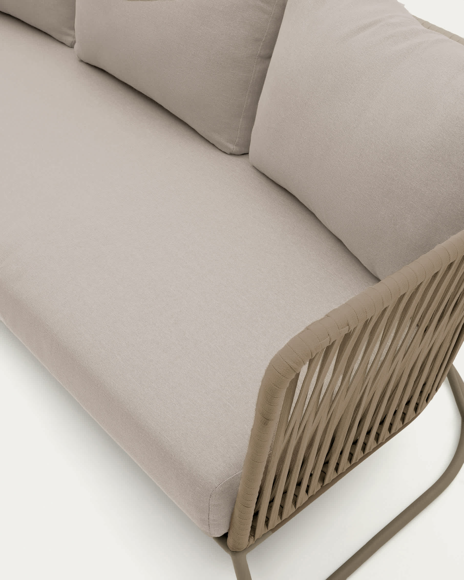Saconca outdoor 3-seater sofa in rope cord and beige galvanised steel 189 cm