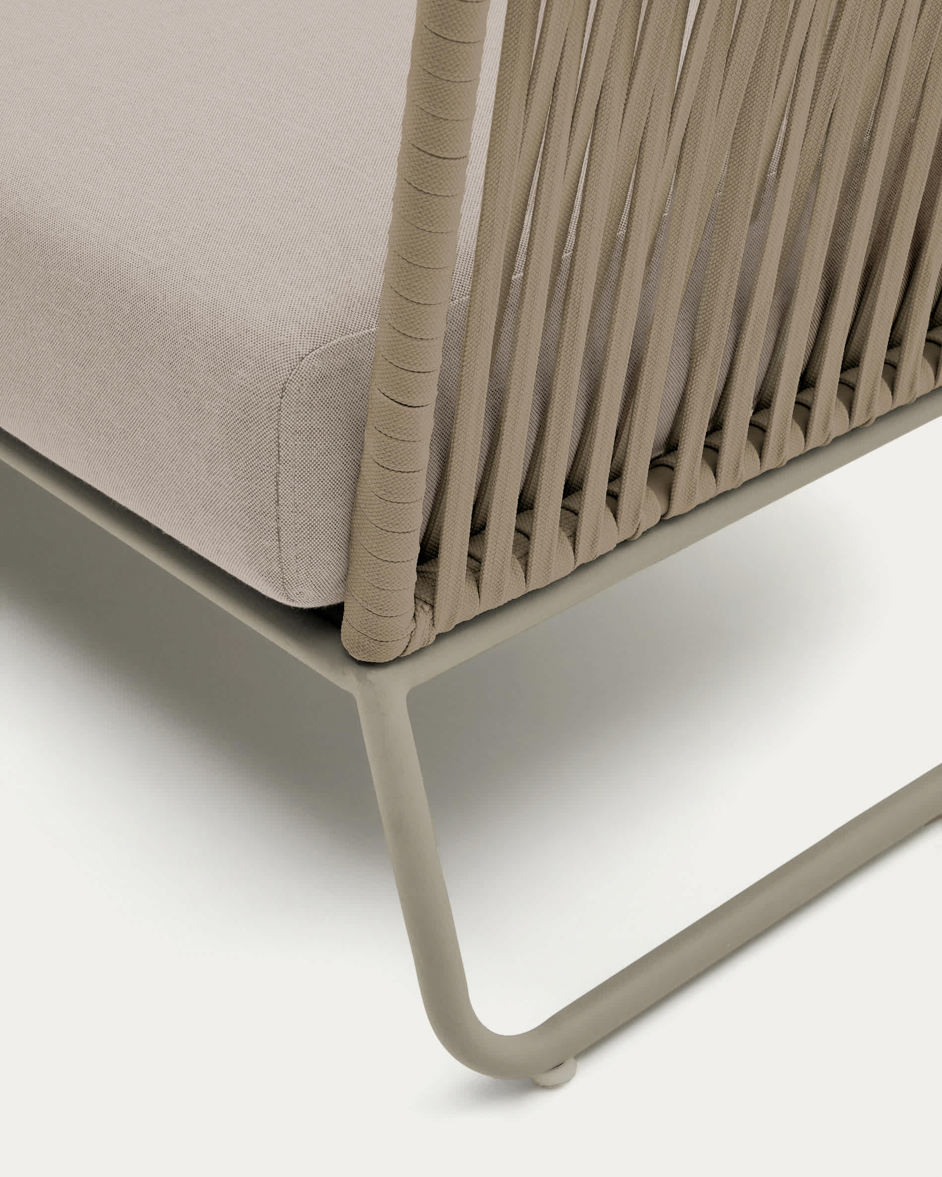 Saconca outdoor 3-seater sofa in rope cord and beige galvanised steel 189 cm
