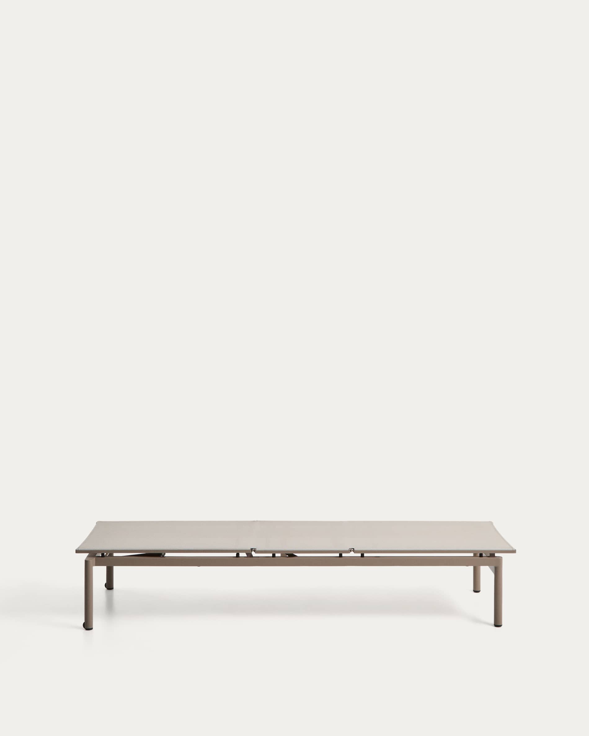 Stackable sun lounger Lesina in taupe aluminium and ecru texteline