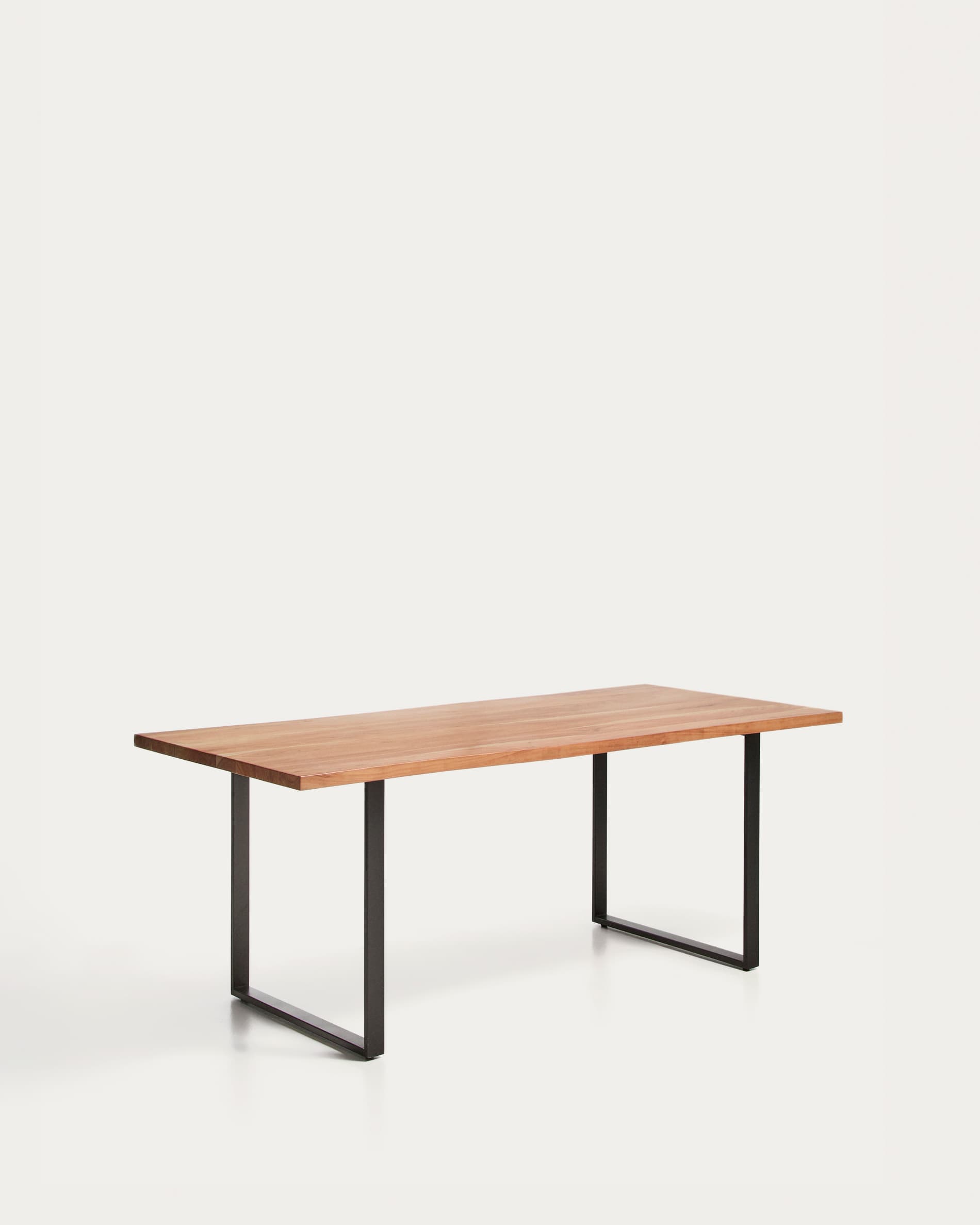 Uxue table in solid acacia wood with black steel legs 180 x 90 cm