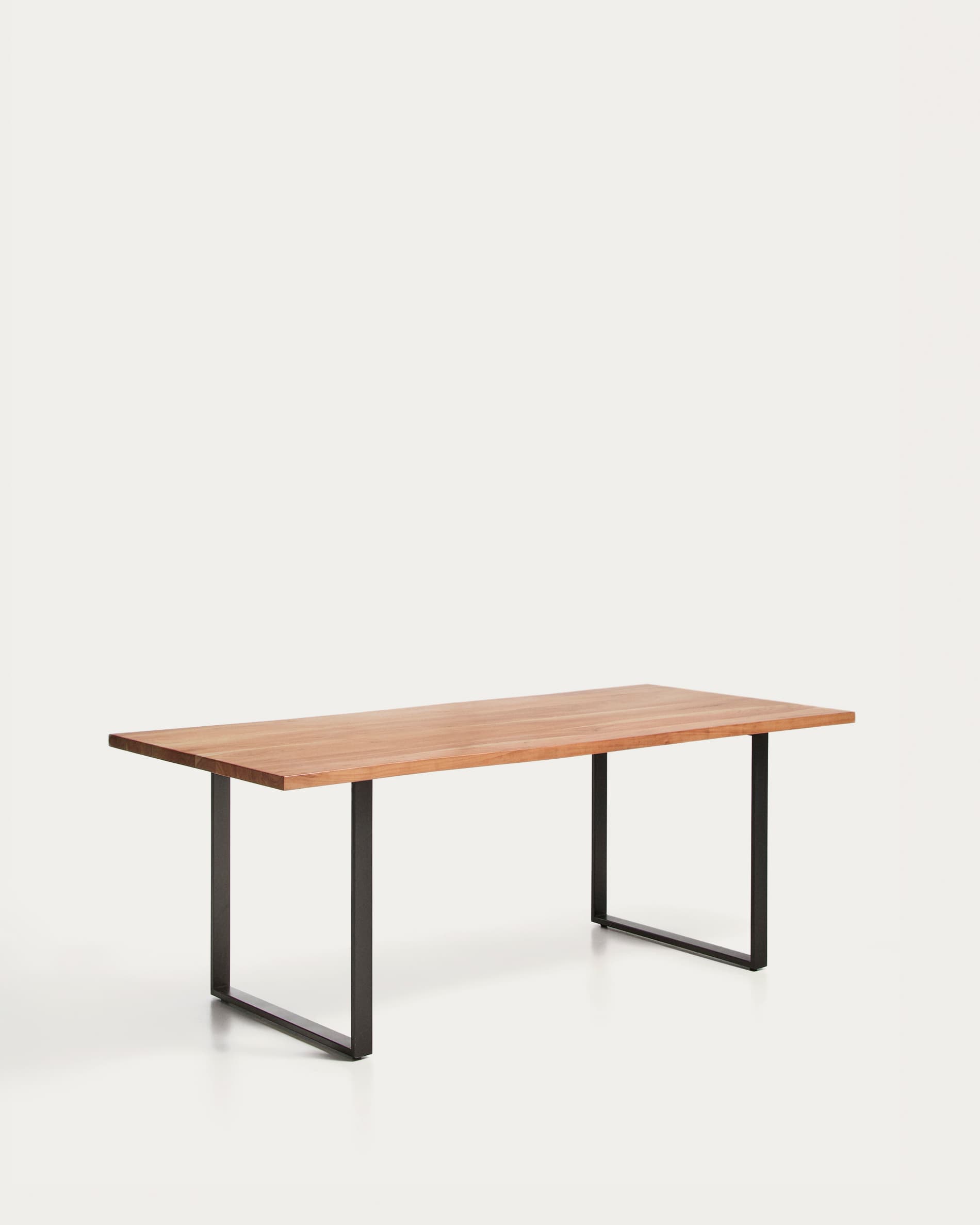 Uxue table in solid acacia wood with black steel legs 200 x 90 cm