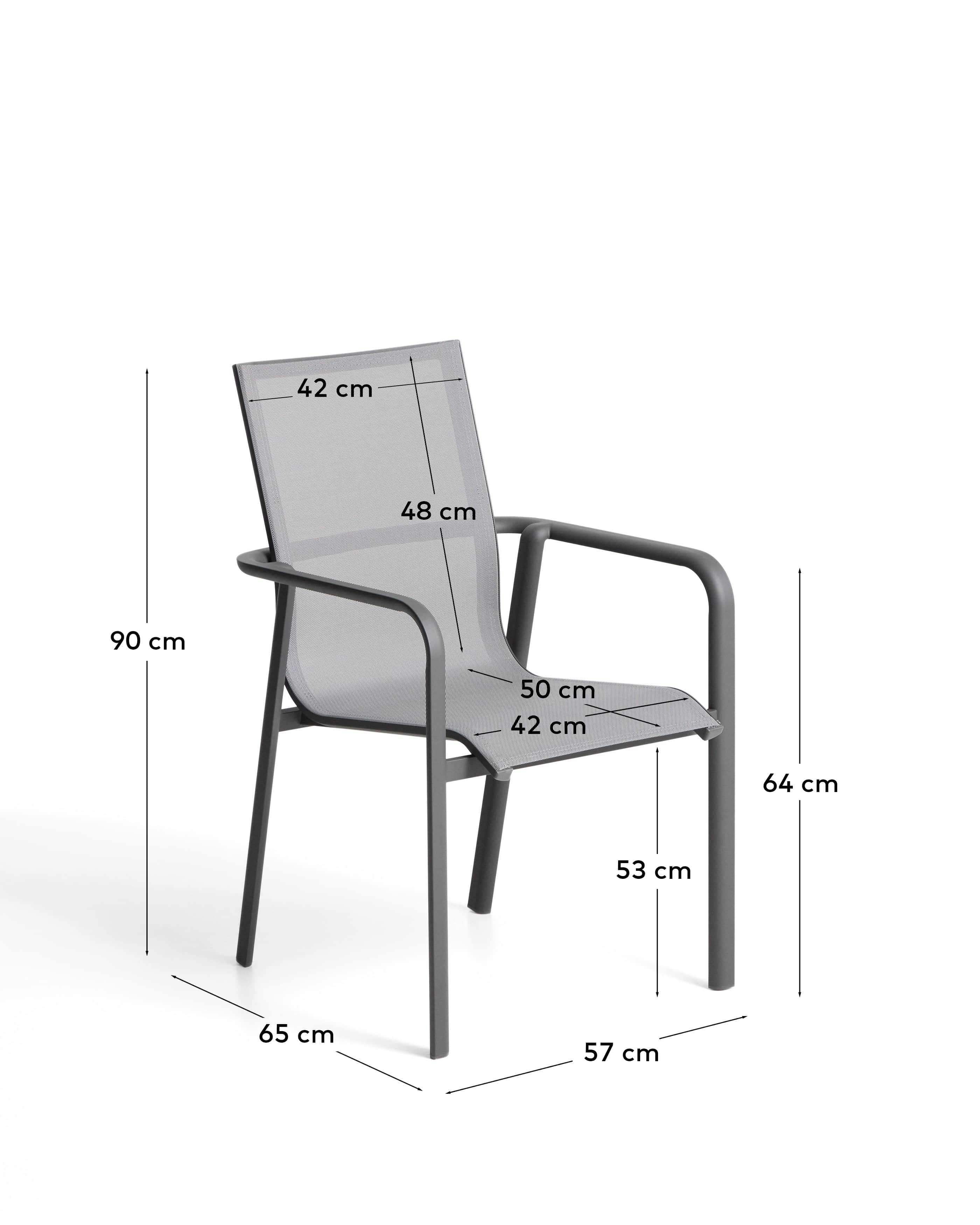 Canea stackable outdoor chair in grey texteline and graphite aluminium