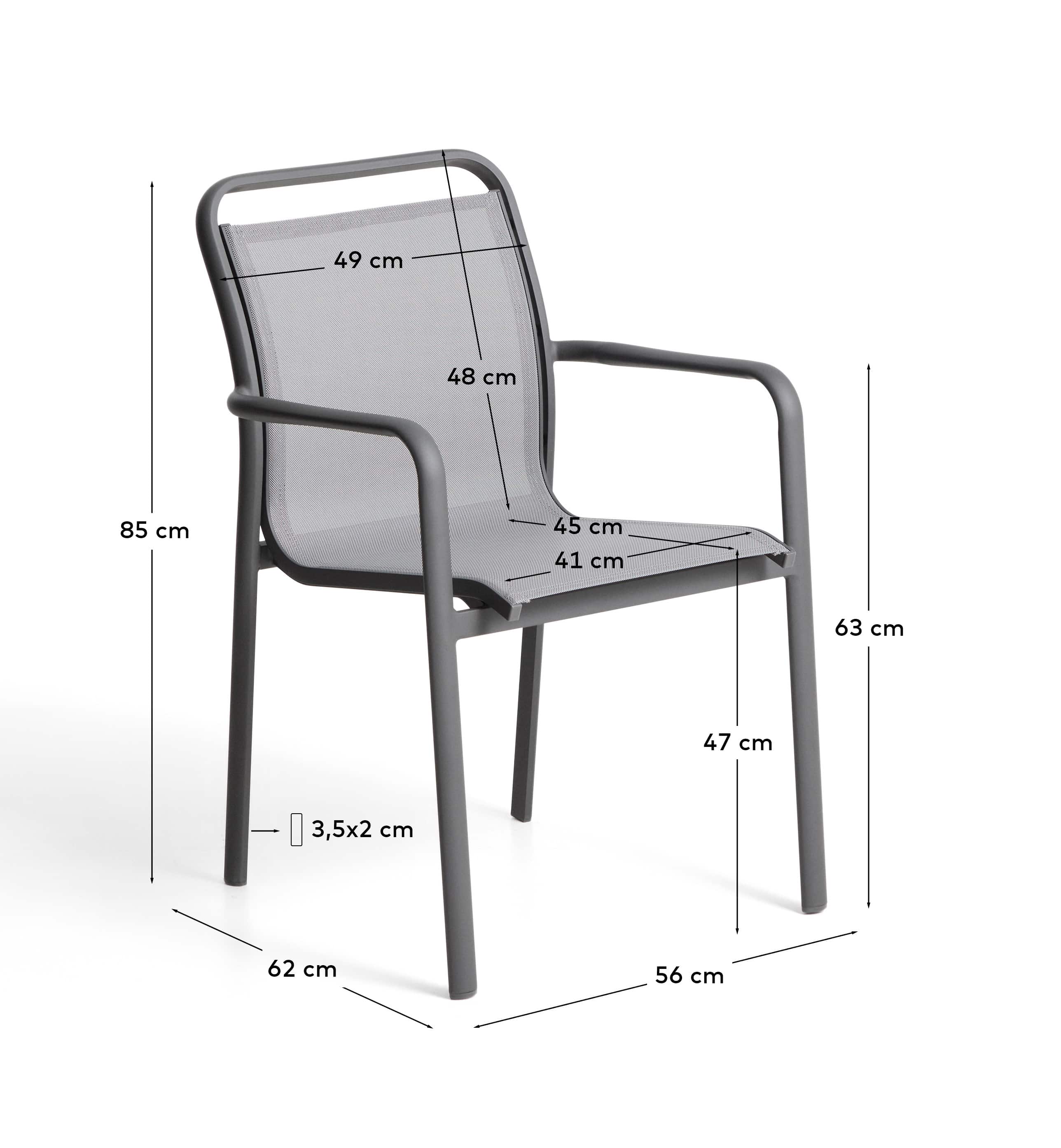 Luri stackable outdoor chair in graphite aluminium and grey texteline