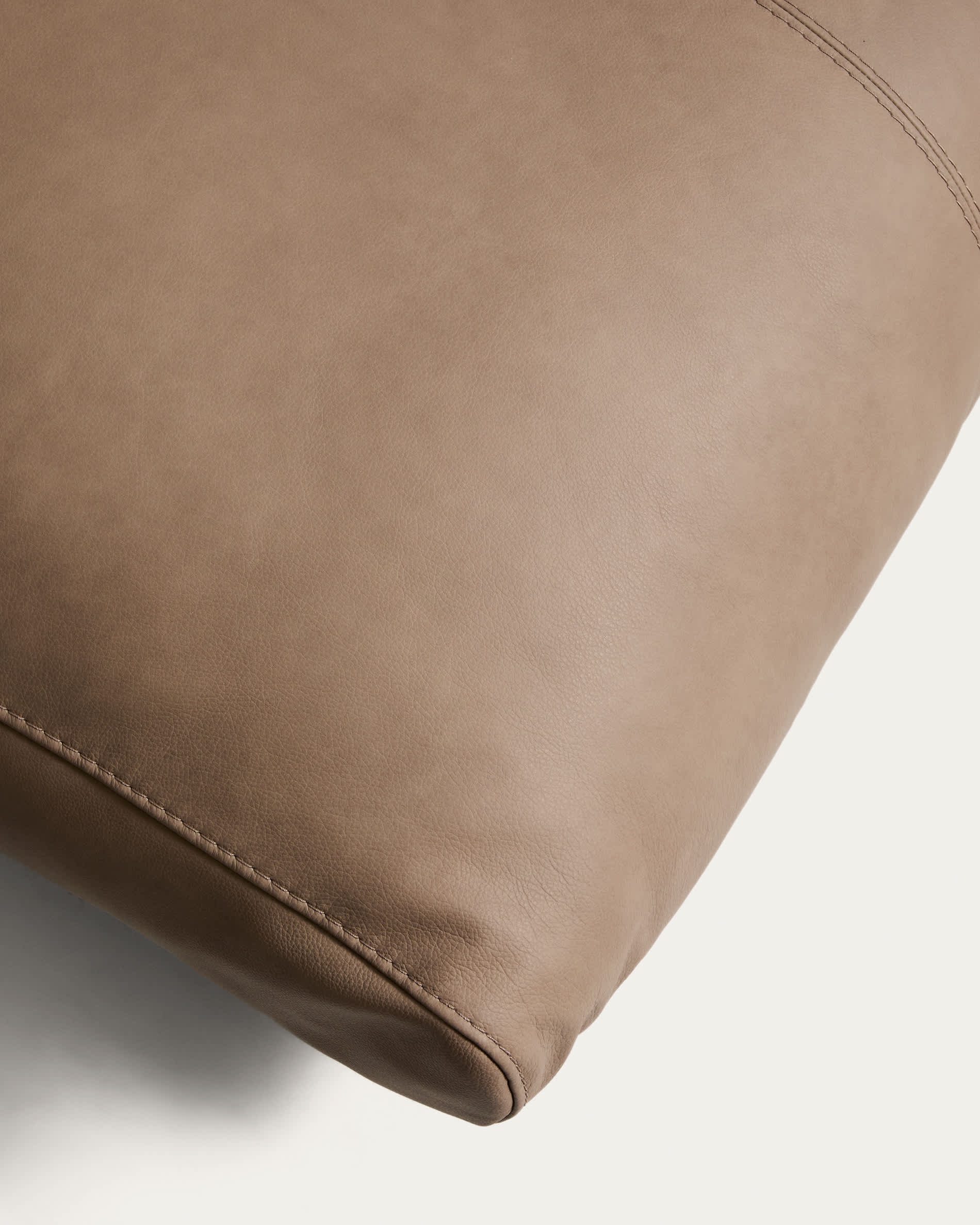 Veliro brown leather footrest with black steel legs 85 x 90 cm FSC Mix Credit