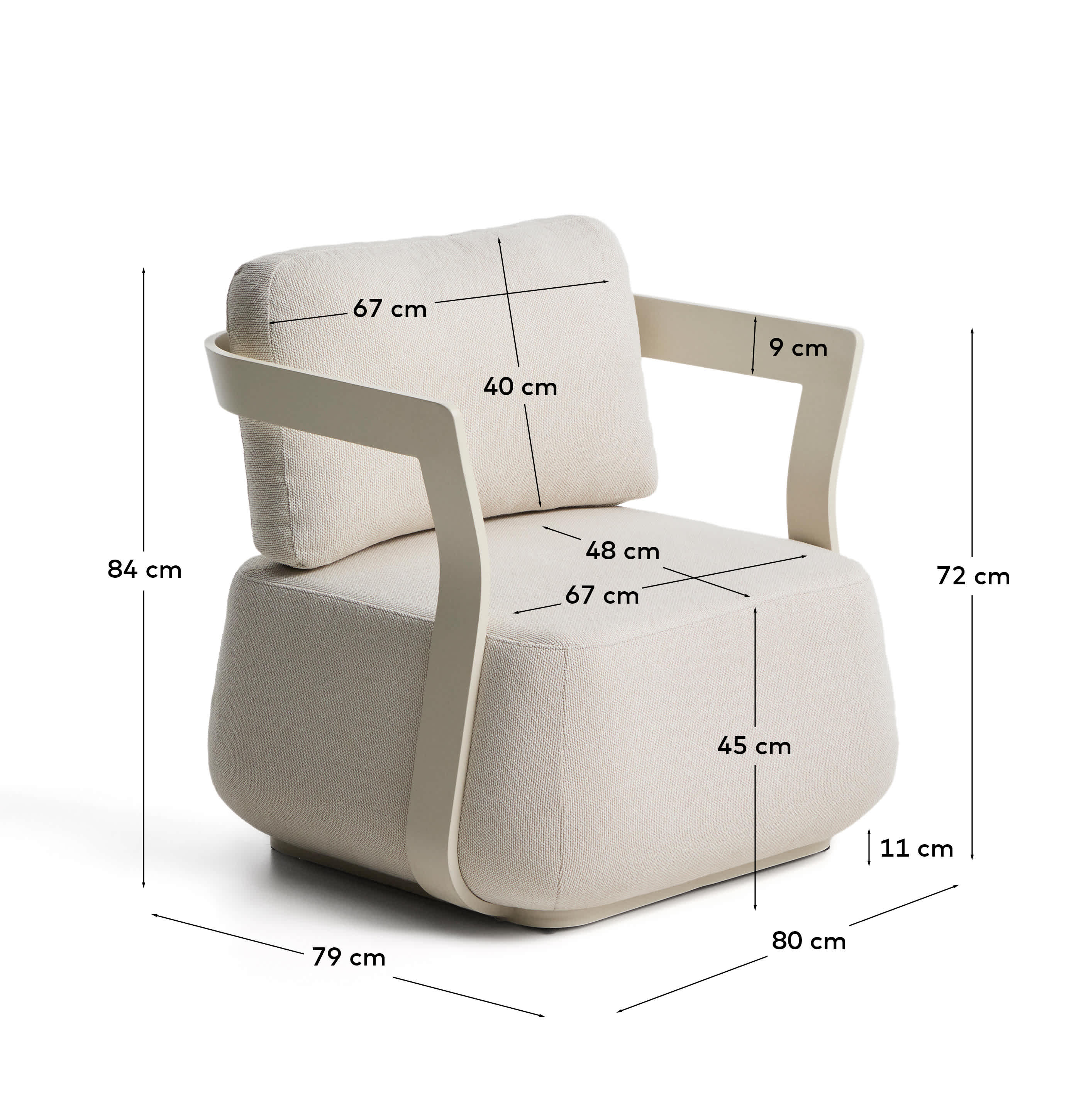 Tamaris ecru aluminium outdoor armchair