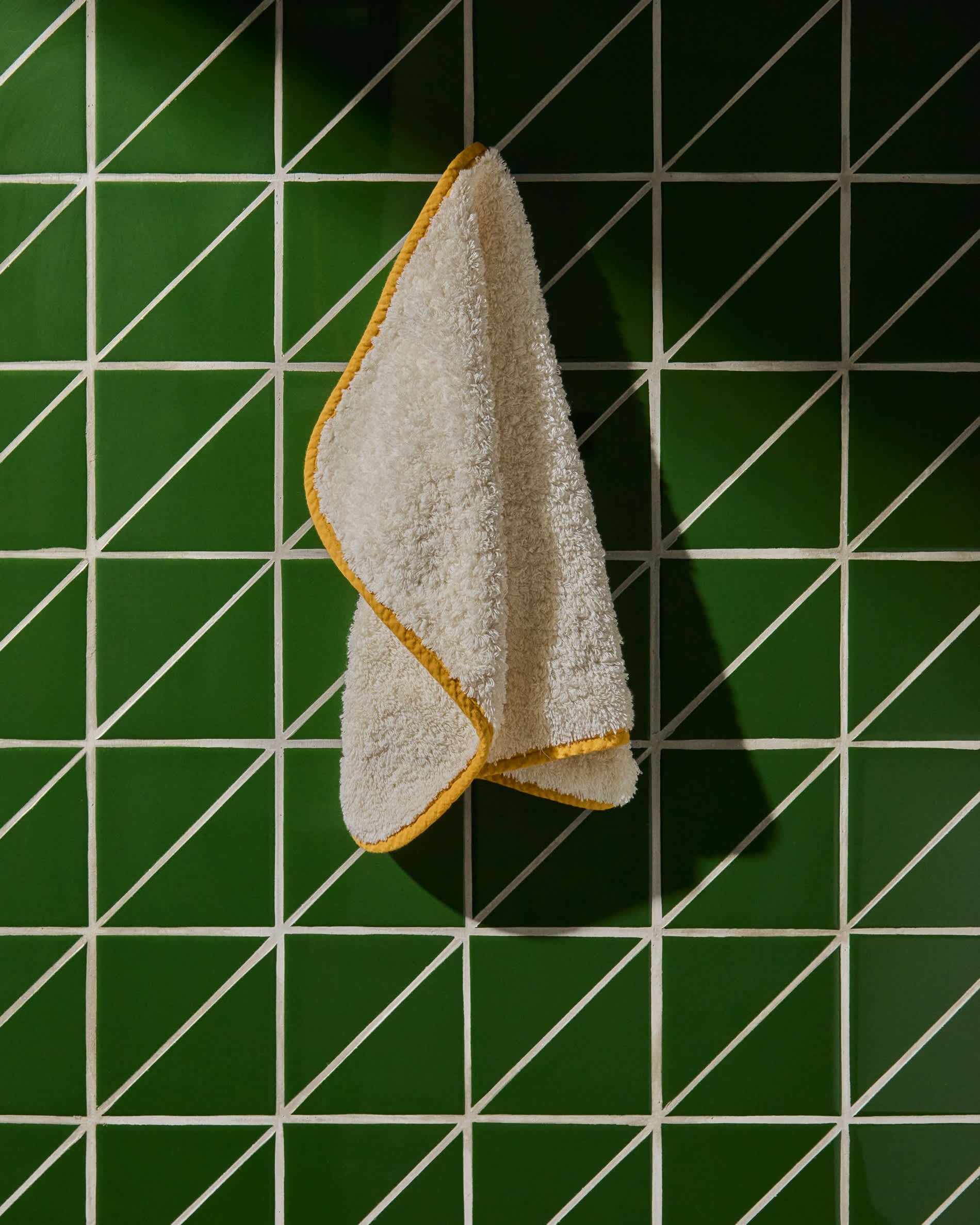 Sedora 100% cotton hand towel with yellow contrast detail 30 x 50cm