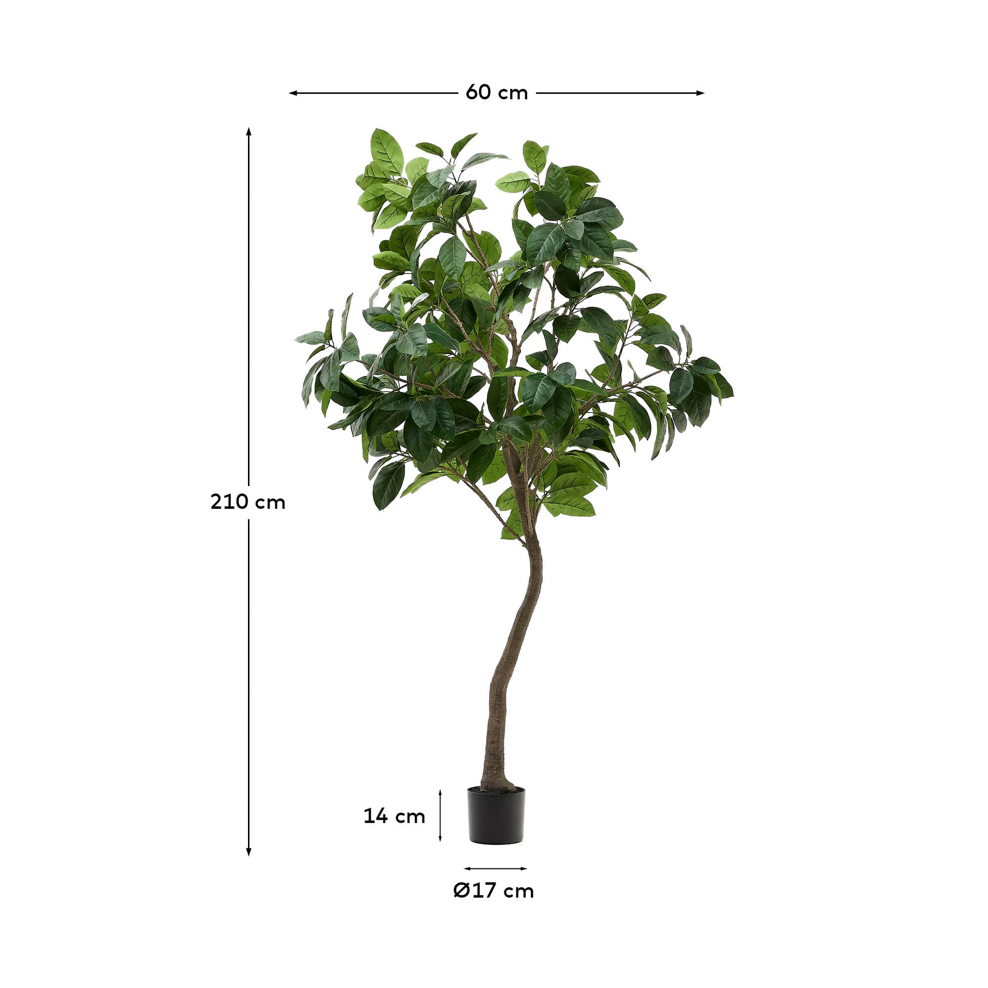 Artificial Ficus tree in black pot 210 cm