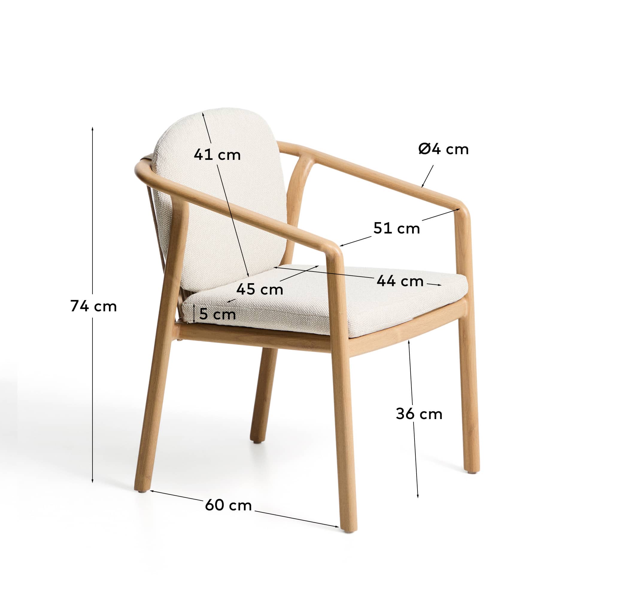 Sirte stackable outdoor chair in aluminium with wood-effect finish and ecru rope cord