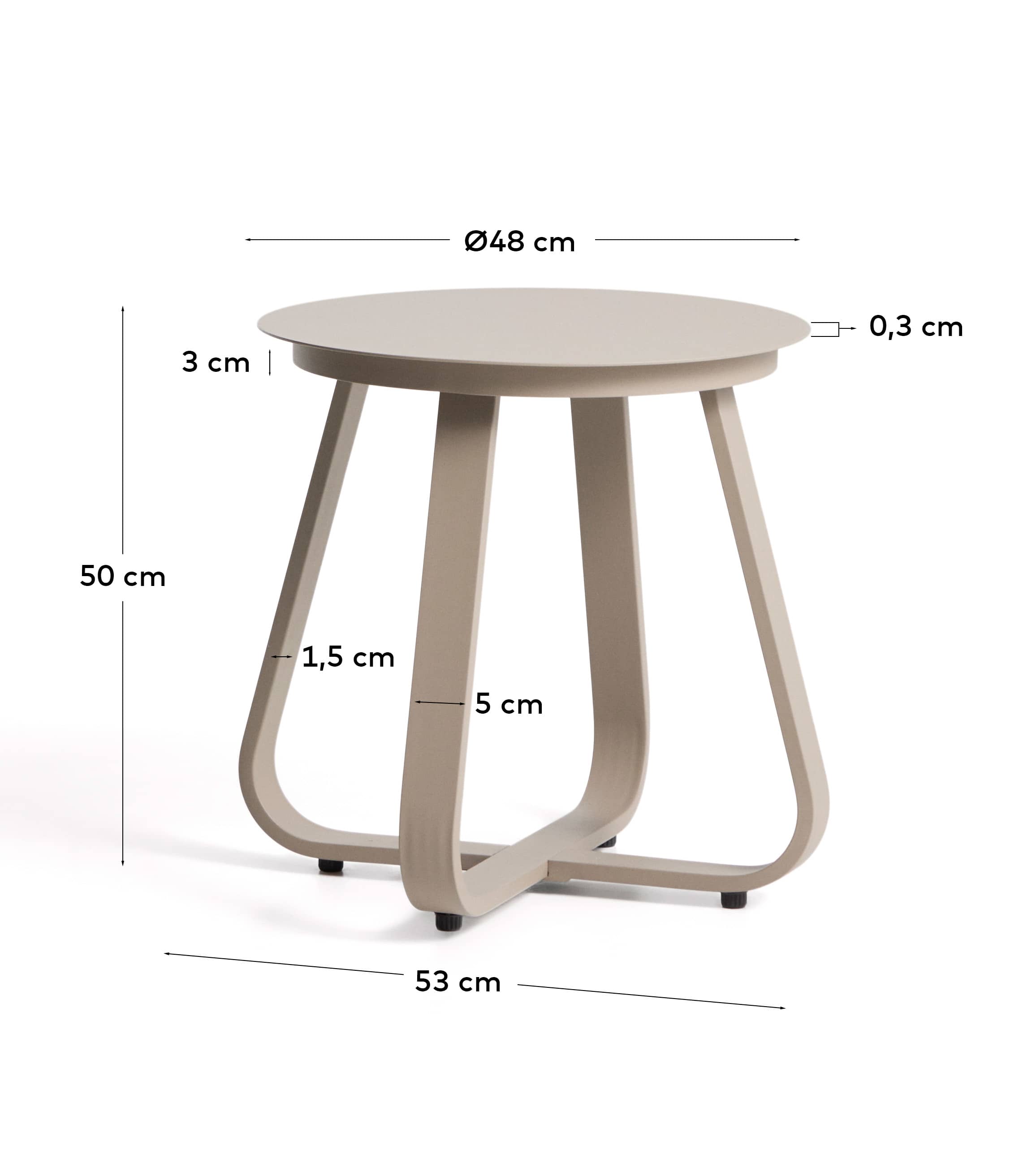 Tamaris taupe aluminium outdoor side table Ø48cm