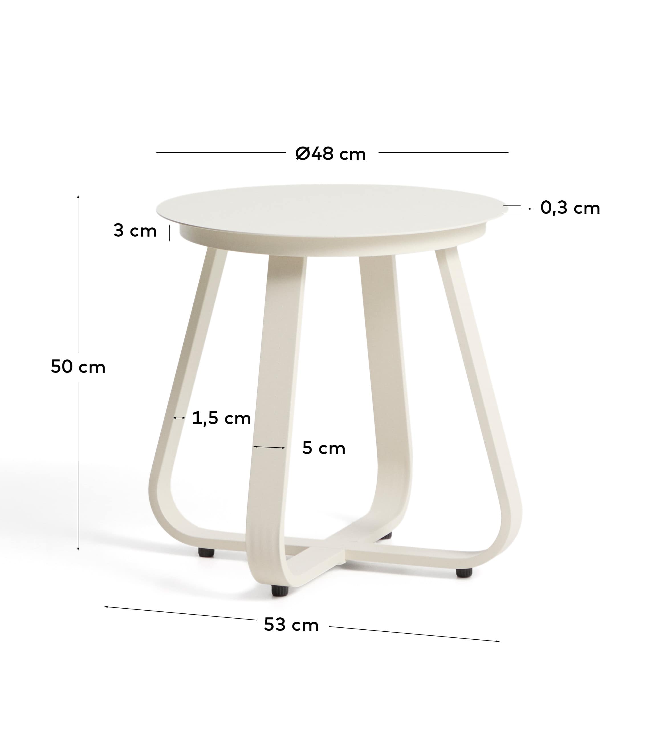 Tamaris ecru aluminium outdoor side table Ø48cm