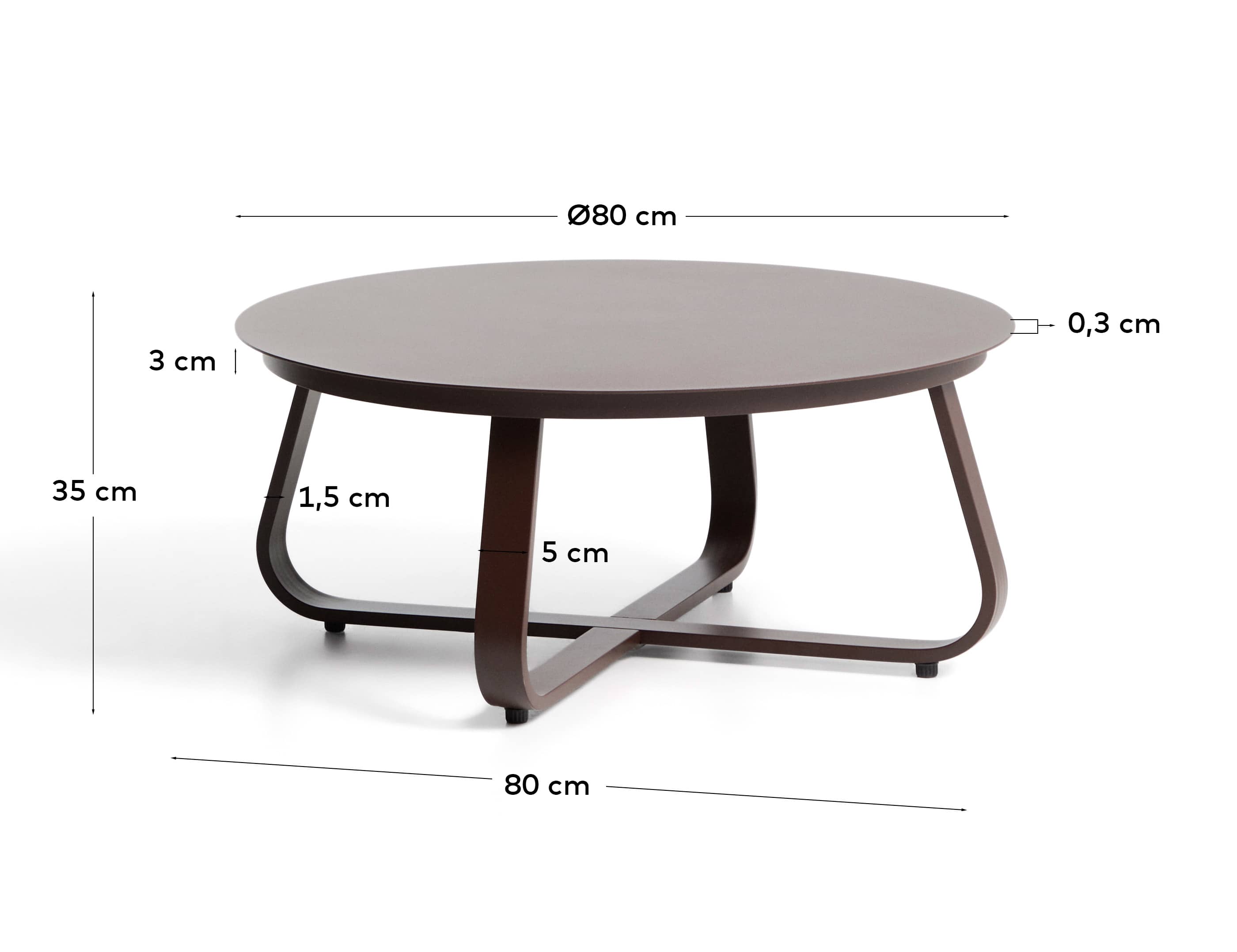 Tamaris brown aluminium outdoor coffee table Ø80cm