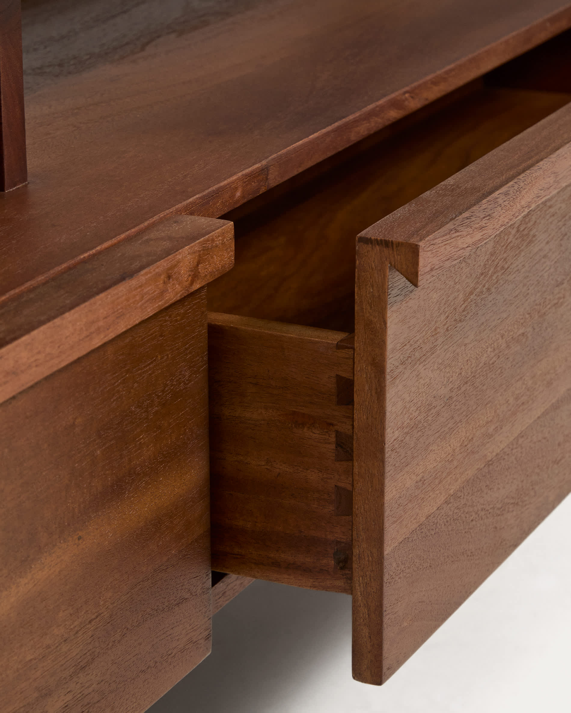 Norani TV stand in solid acacia wood and acacia veneer 200 x 50 cm