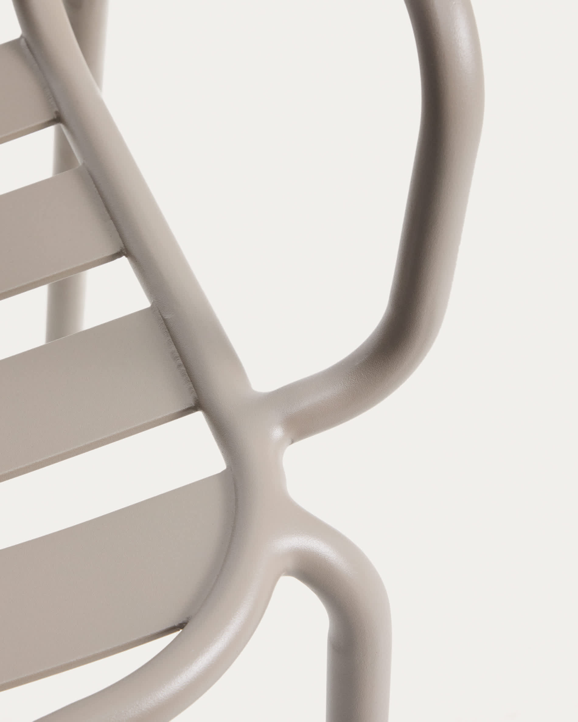Joncols stackable outdoor chair in aluminium with taupe painted finish