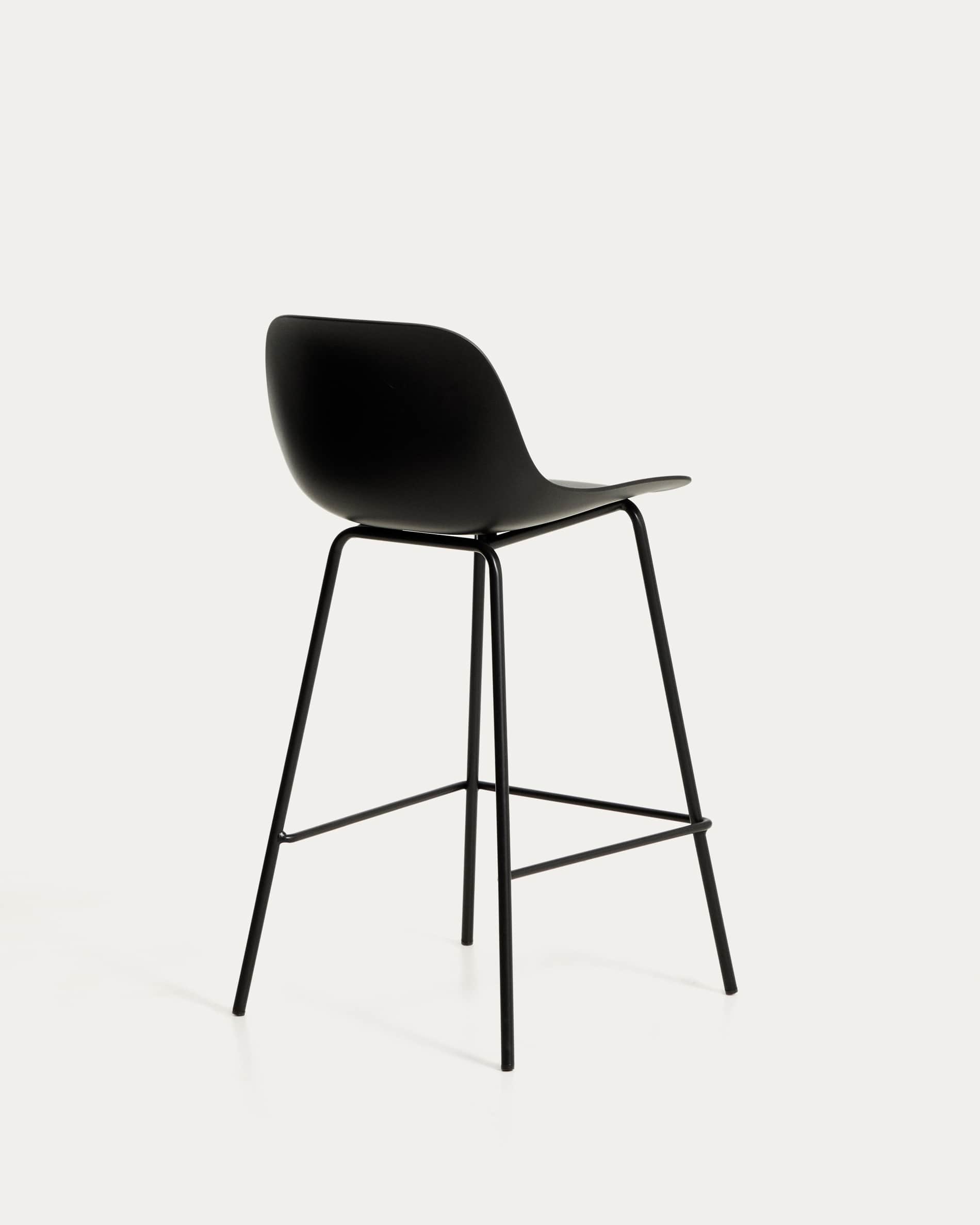 Altea black stool with black finish steel legs 65cm