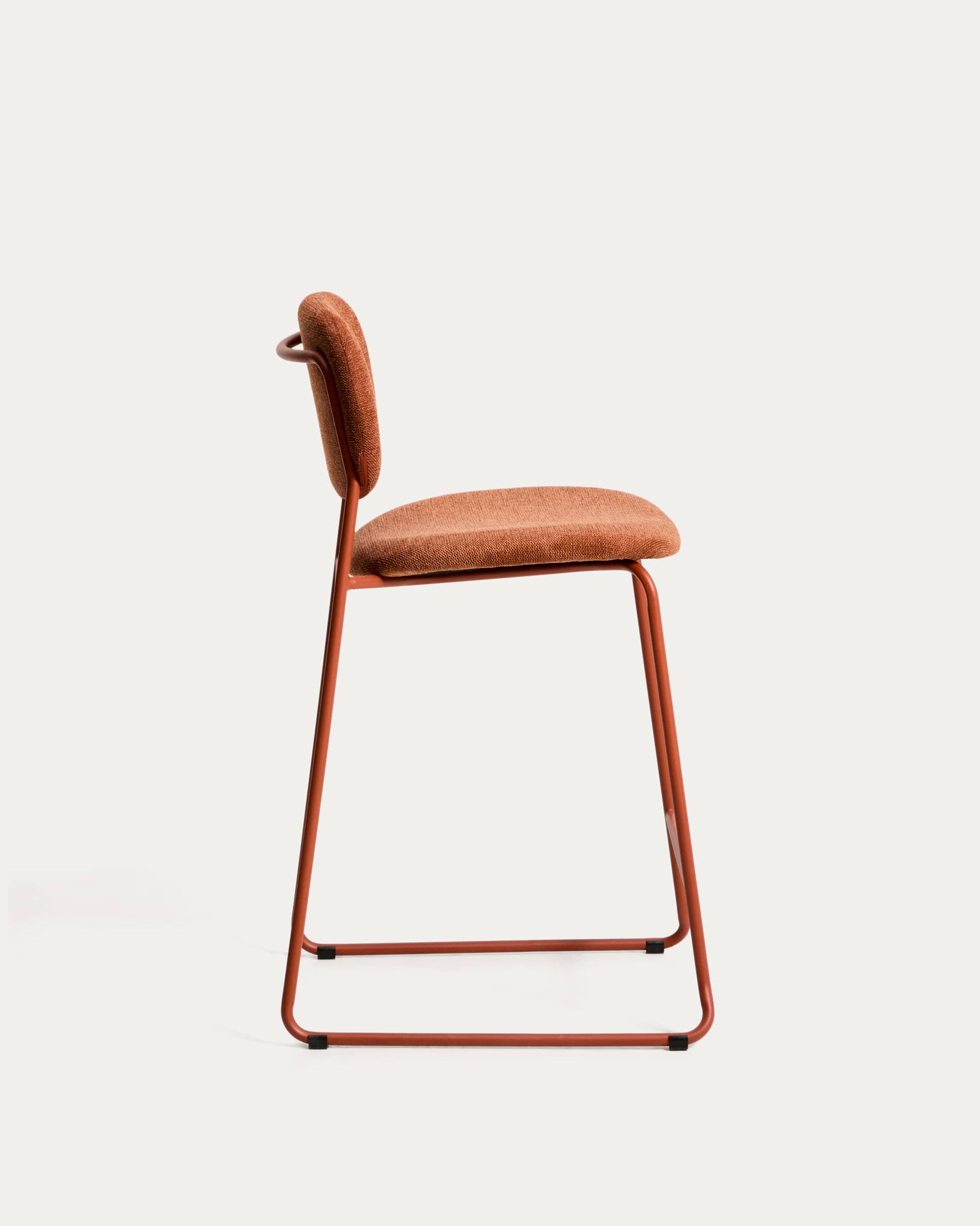 Meli stackable stool in terracotta chenille with terracotta metal legs FSC Mix Credit 65cm