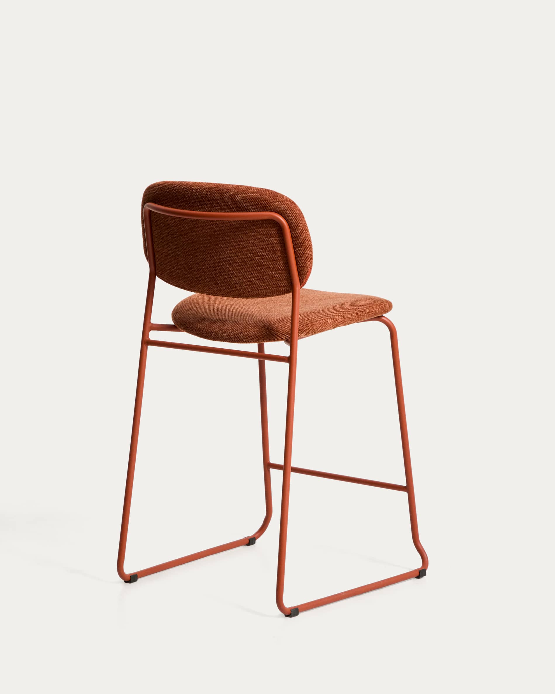 Meli stackable stool in terracotta chenille with terracotta metal legs FSC Mix Credit 65cm