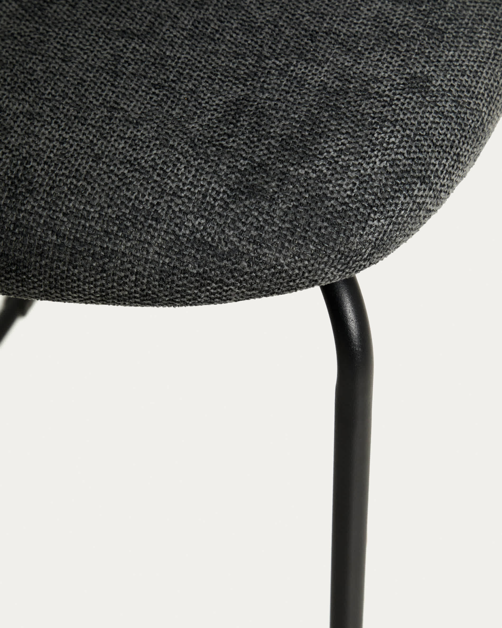 Meli stackable stool in grey chenille with grey metal legs FSC Mix Credit 65cm