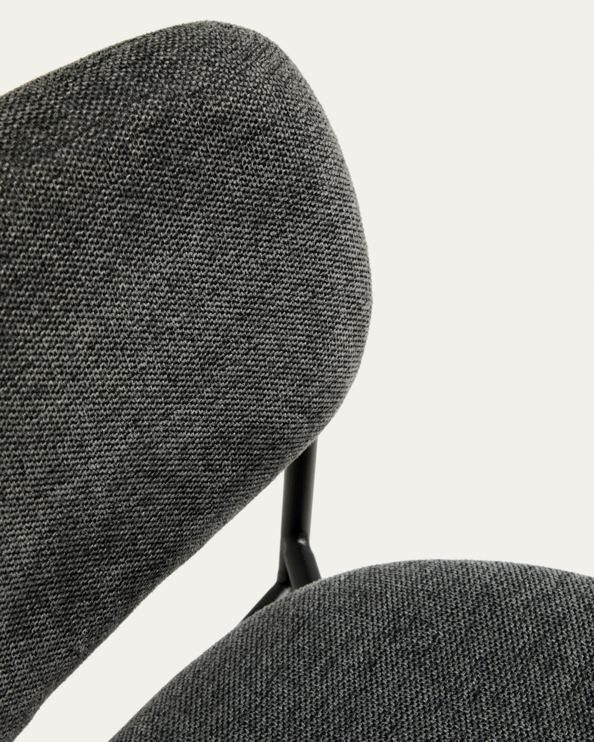 Meli stackable stool in grey chenille with grey metal legs FSC Mix Credit 65cm