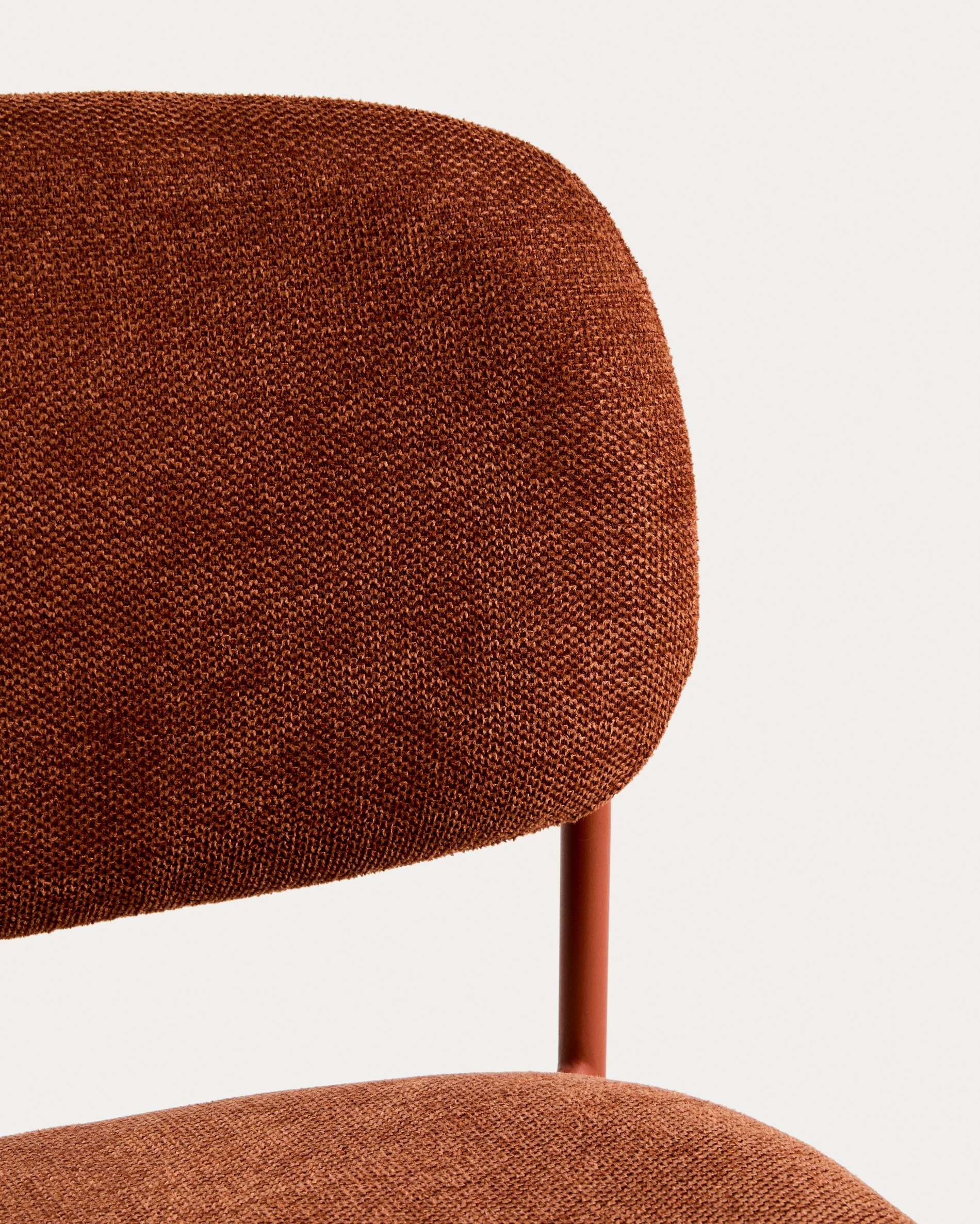 Meli stackable stool in terracotta chenille with terracotta metal legs FSC Mix Credit 65cm