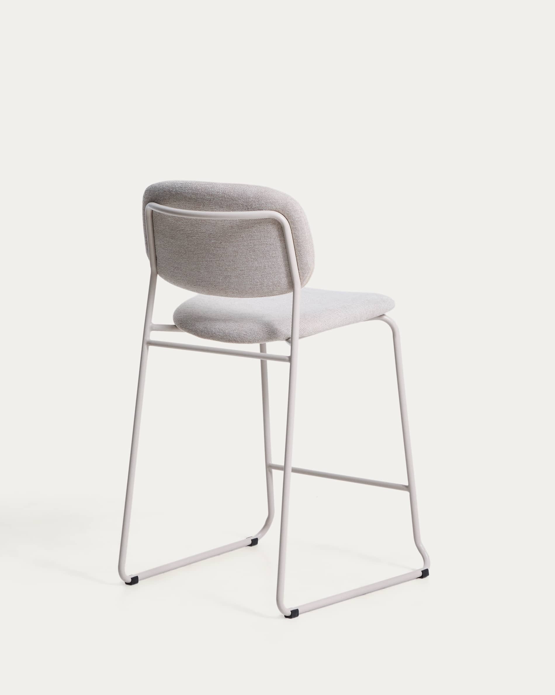 Meli stackable stool in beige chenille with beige metal legs FSC Mix Credit 65cm