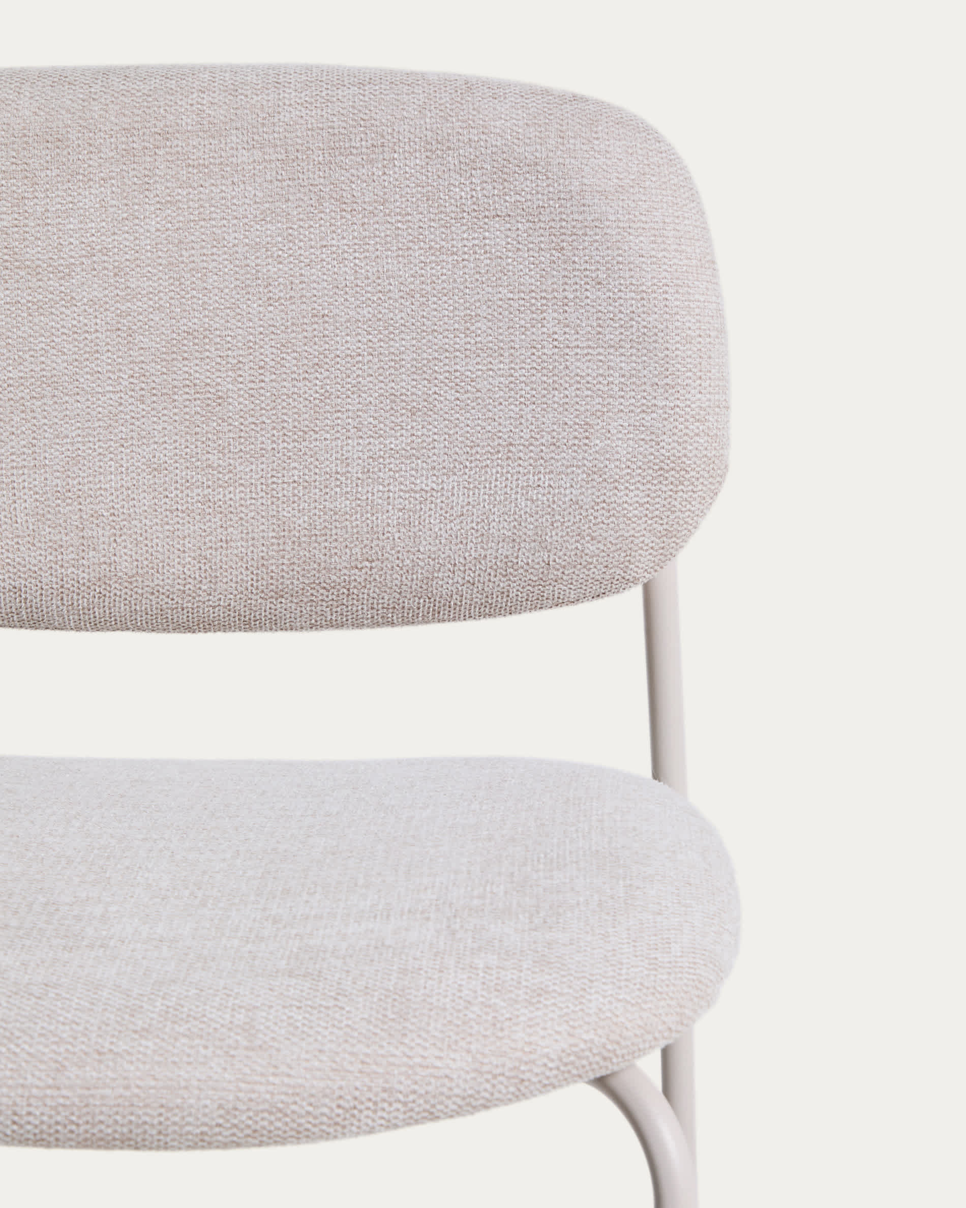 Meli stackable stool in beige chenille with beige metal legs FSC Mix Credit 65cm