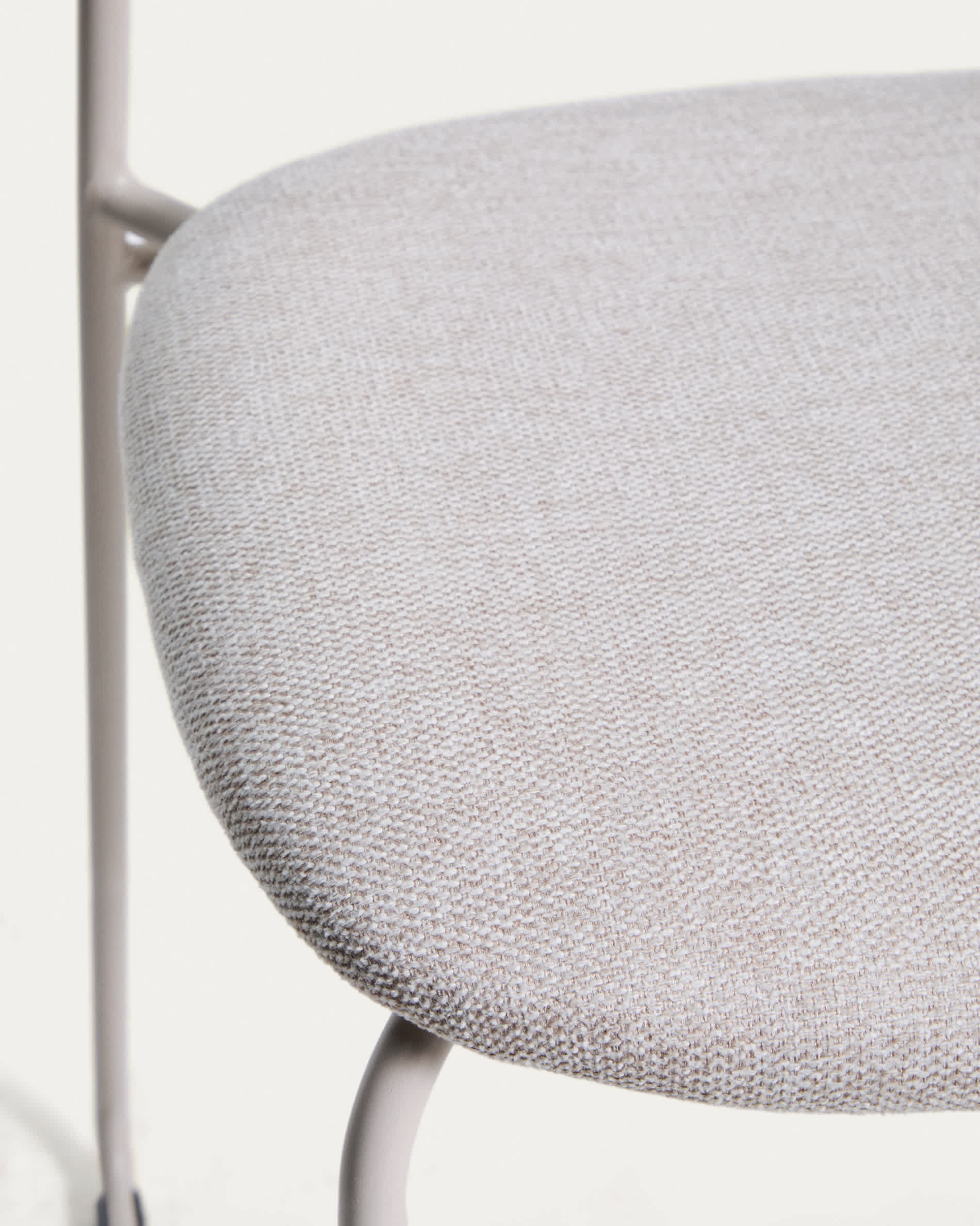 Meli stackable stool in beige chenille with beige metal legs FSC Mix Credit 65cm