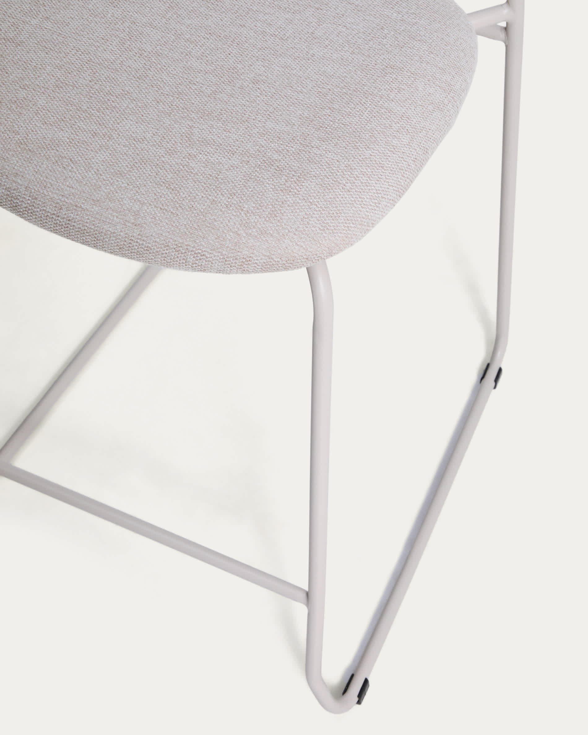 Meli stackable stool in beige chenille with beige metal legs FSC Mix Credit 65cm
