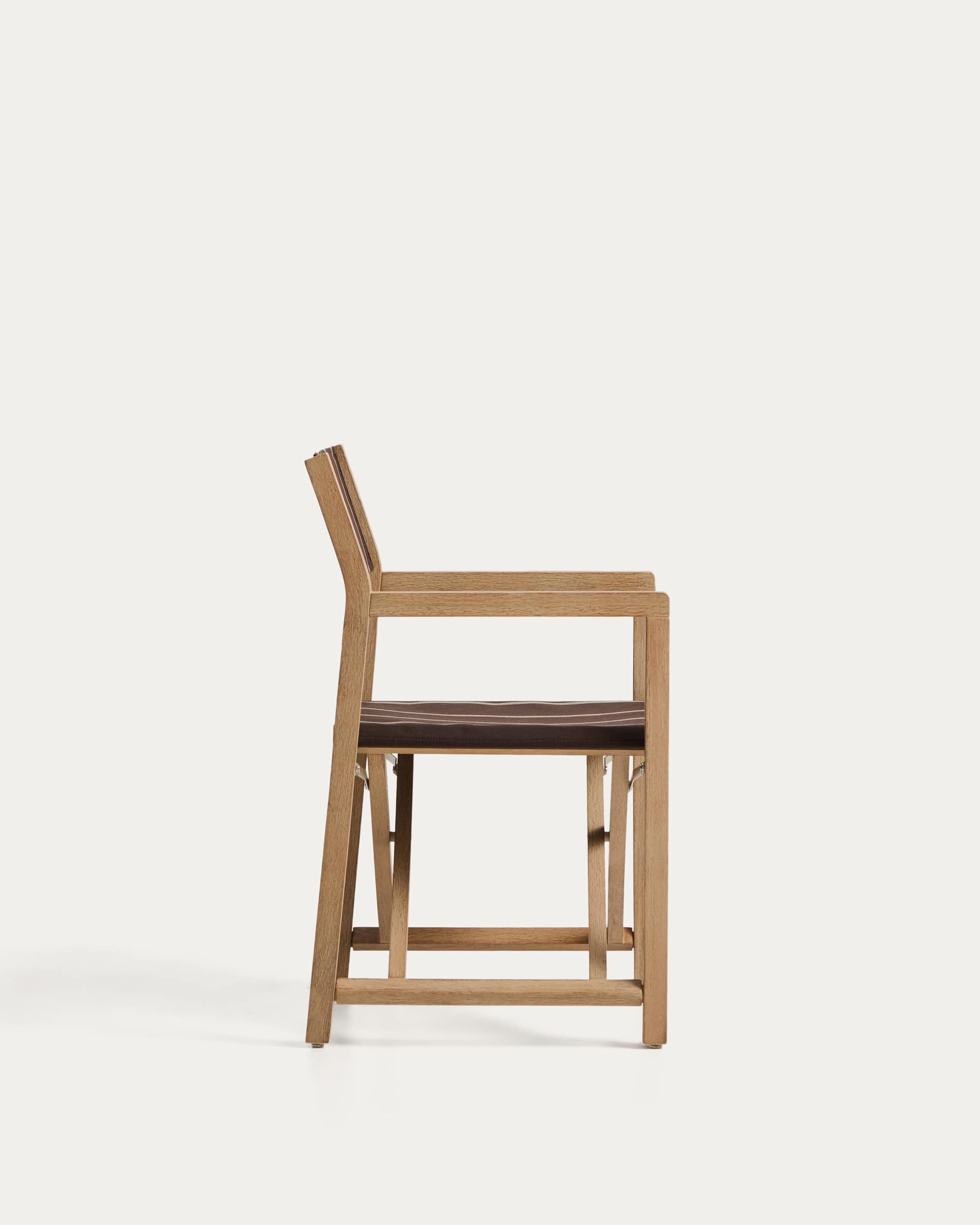 Vilara brown and beige striped outdoor folding chair made of FSC 100% solid acacia wood