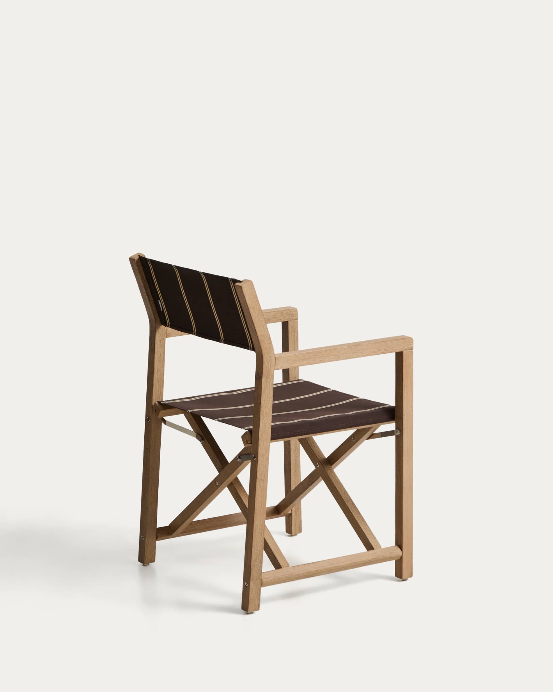 Vilara brown and beige striped outdoor folding chair made of FSC 100% solid acacia wood