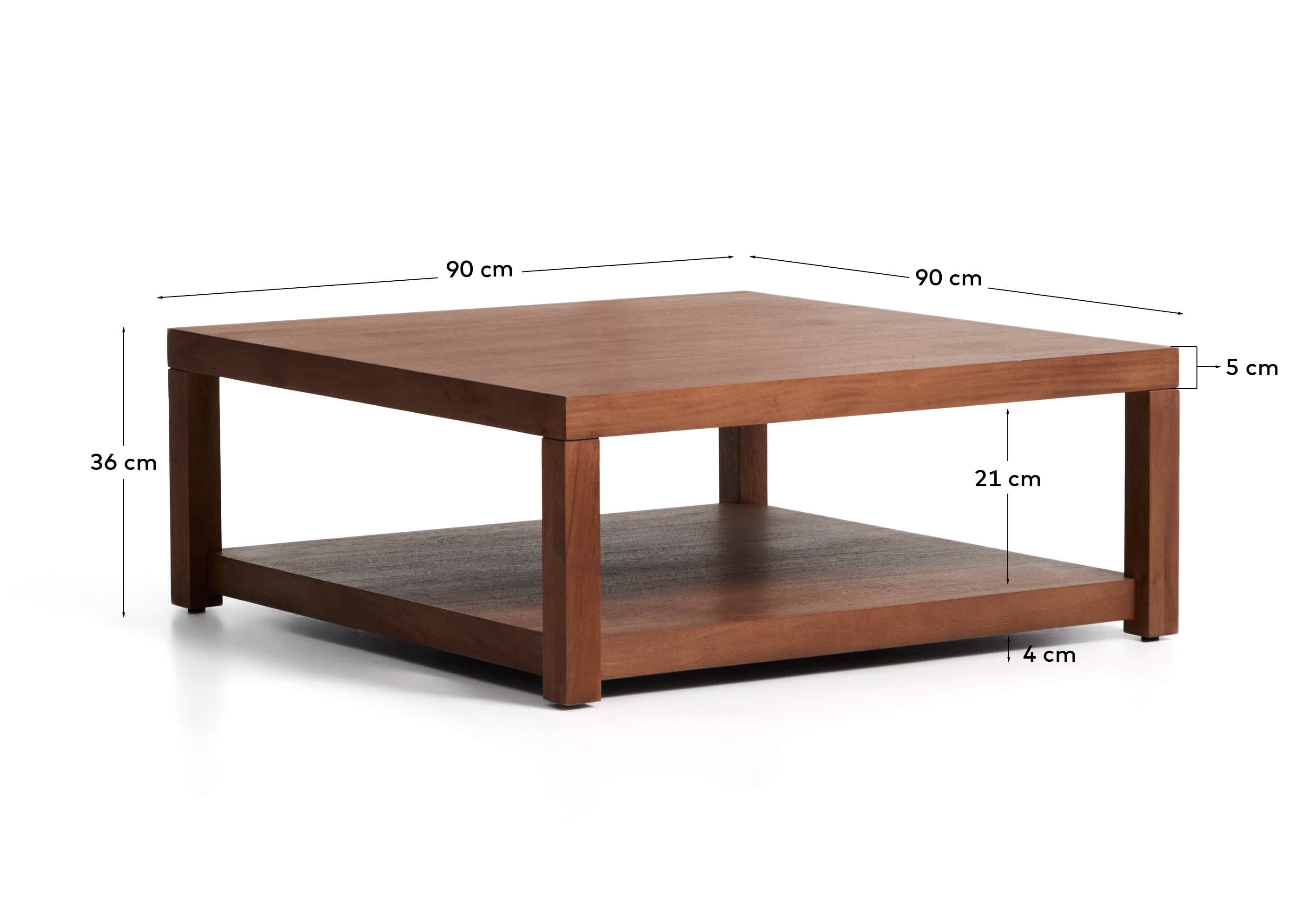 Norani side table in solid acacia wood and acacia veneer 90 x 90 cm