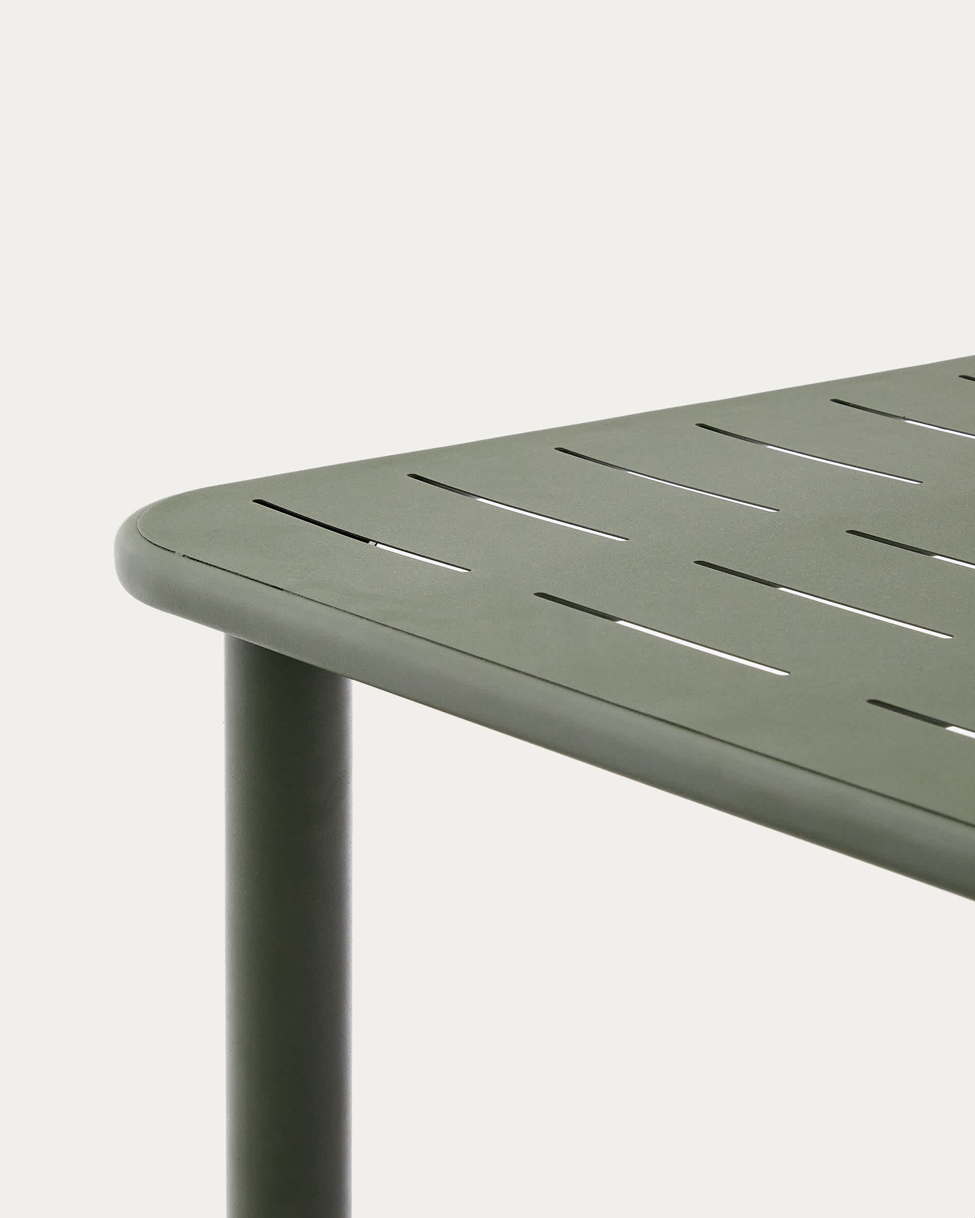 Brai set with table and 4 stackable chairs in green galvanised steel 180 x 90cm